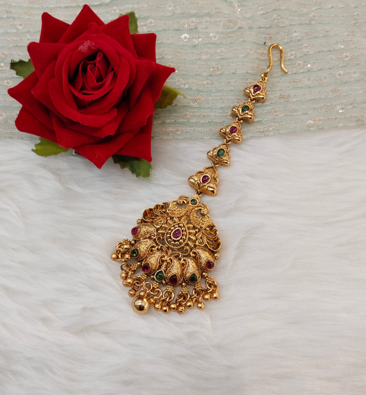 Gold polki Tikka Jewellery Indian Headpiece Jewellery