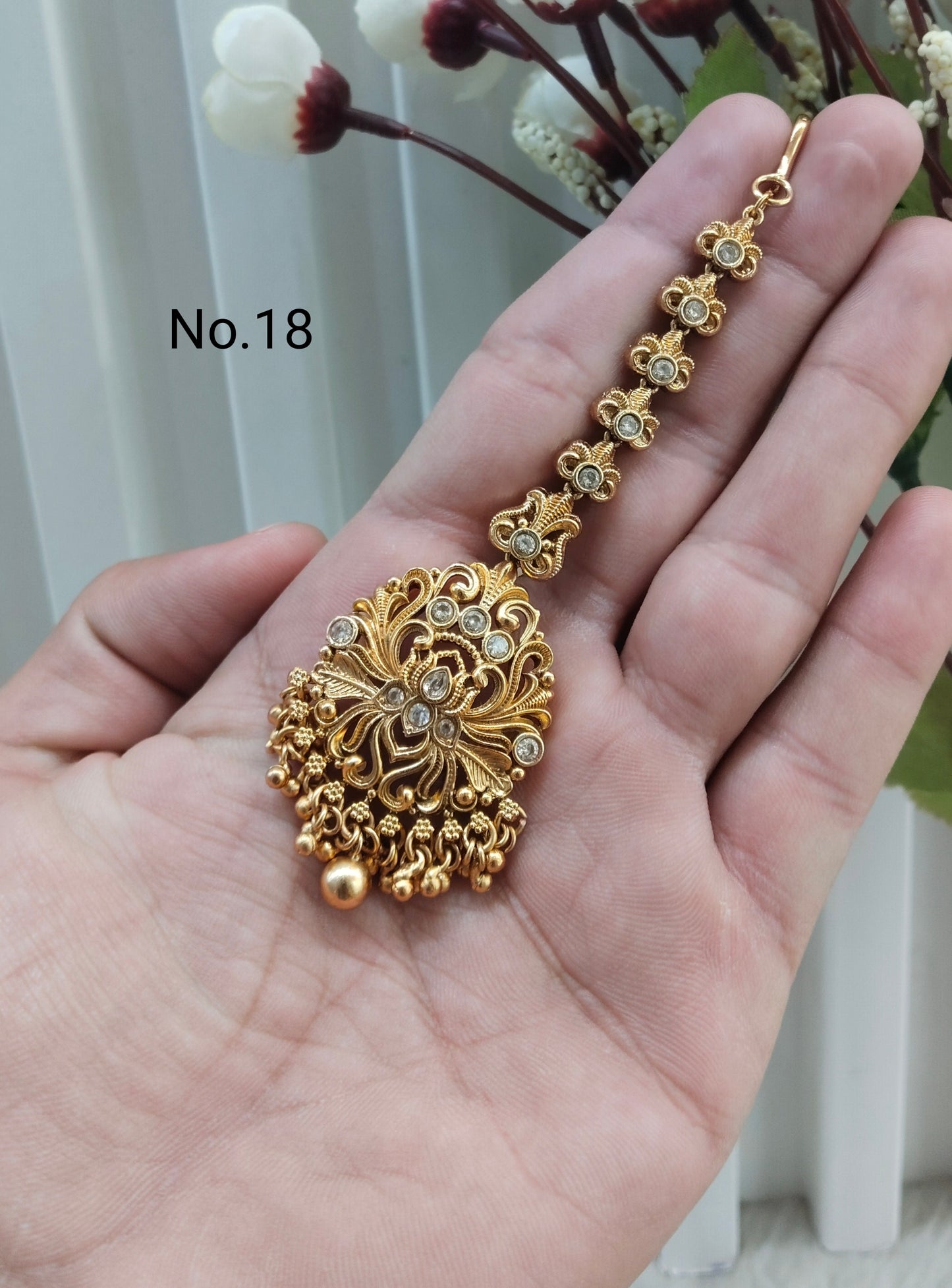 Gold polki Tikka Jewellery Indian Headpiece Jewellery