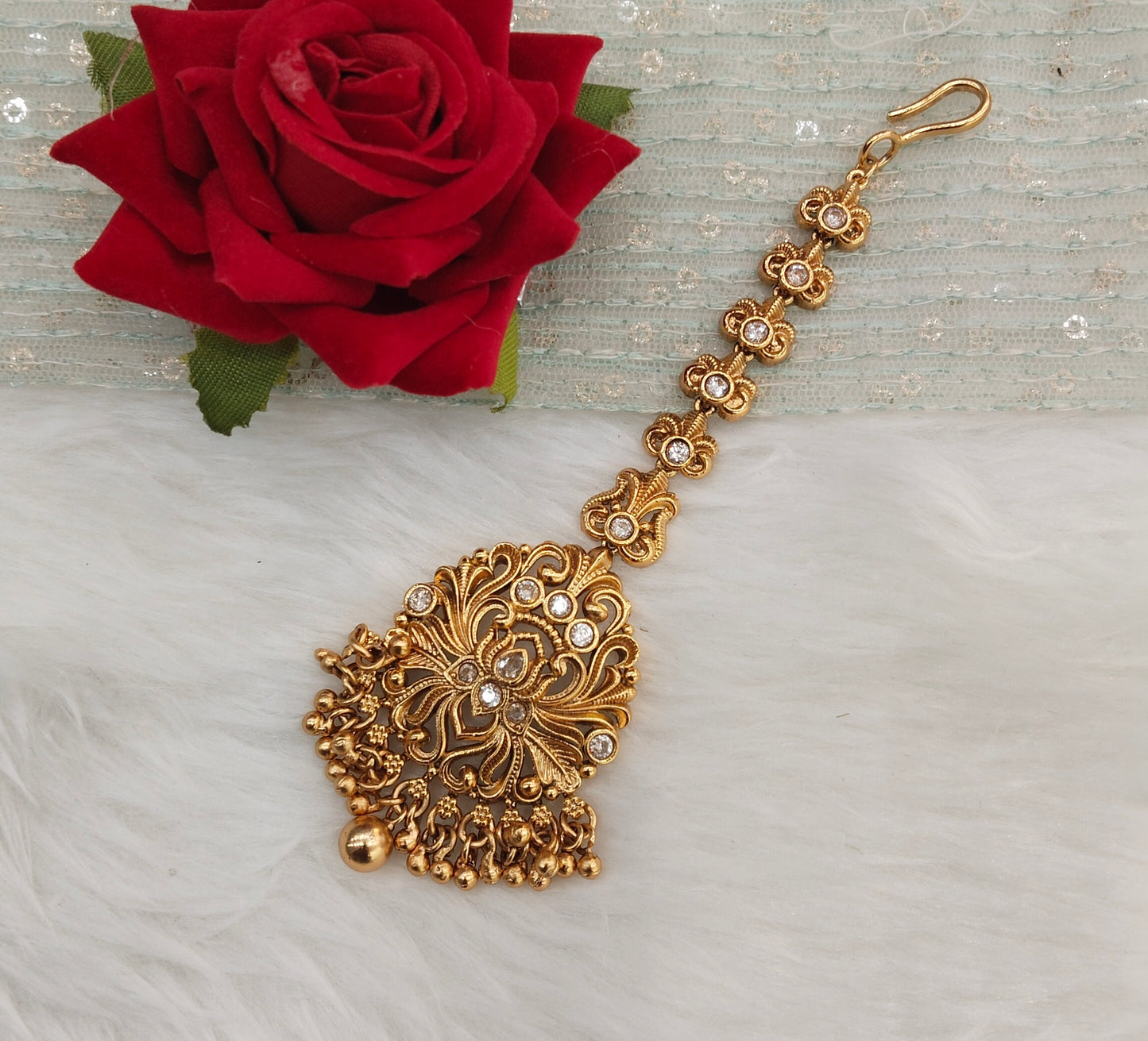 Gold polki Tikka Jewellery Indian Headpiece Jewellery