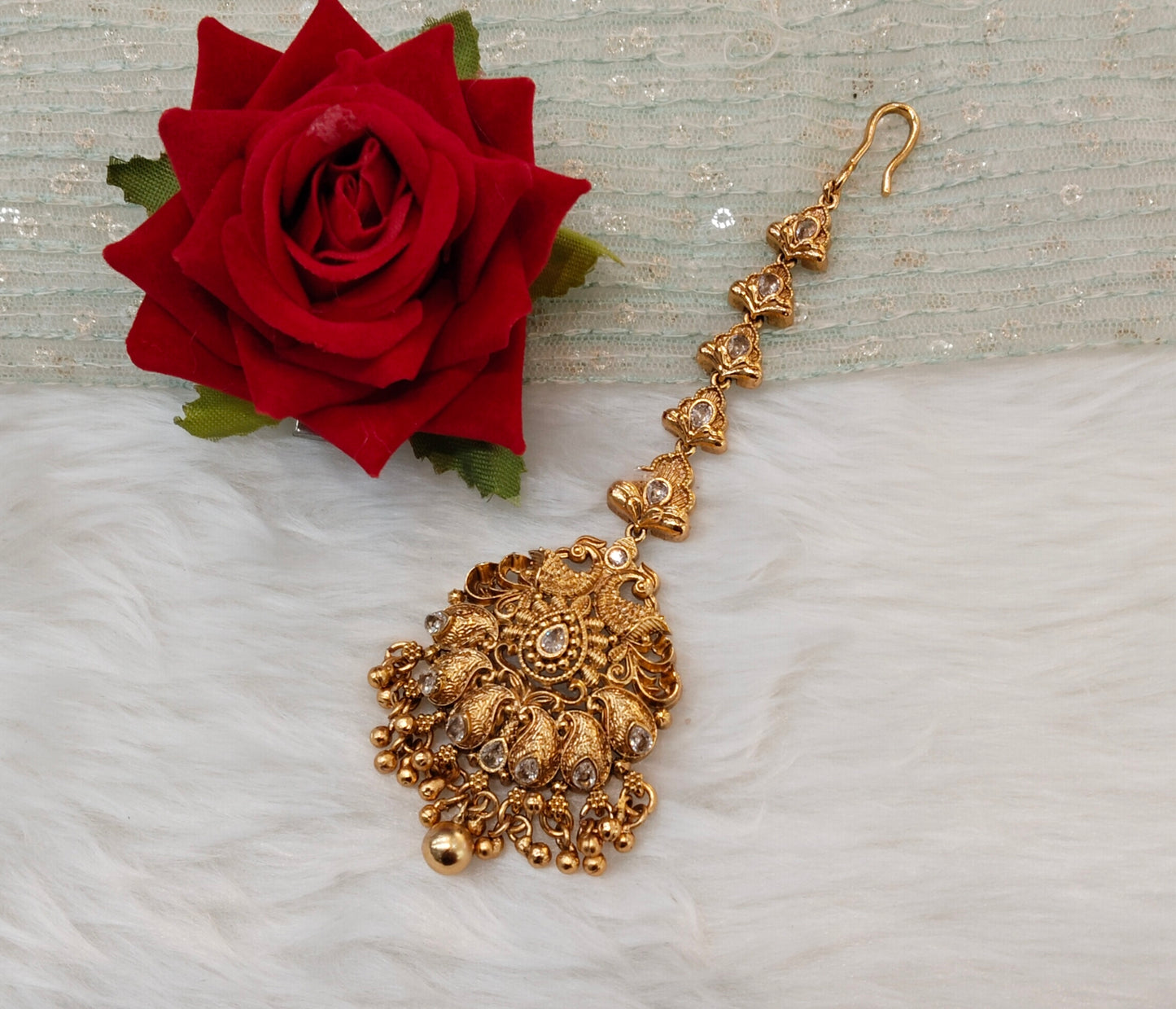 Gold polki Tikka Jewellery Indian Headpiece Jewellery