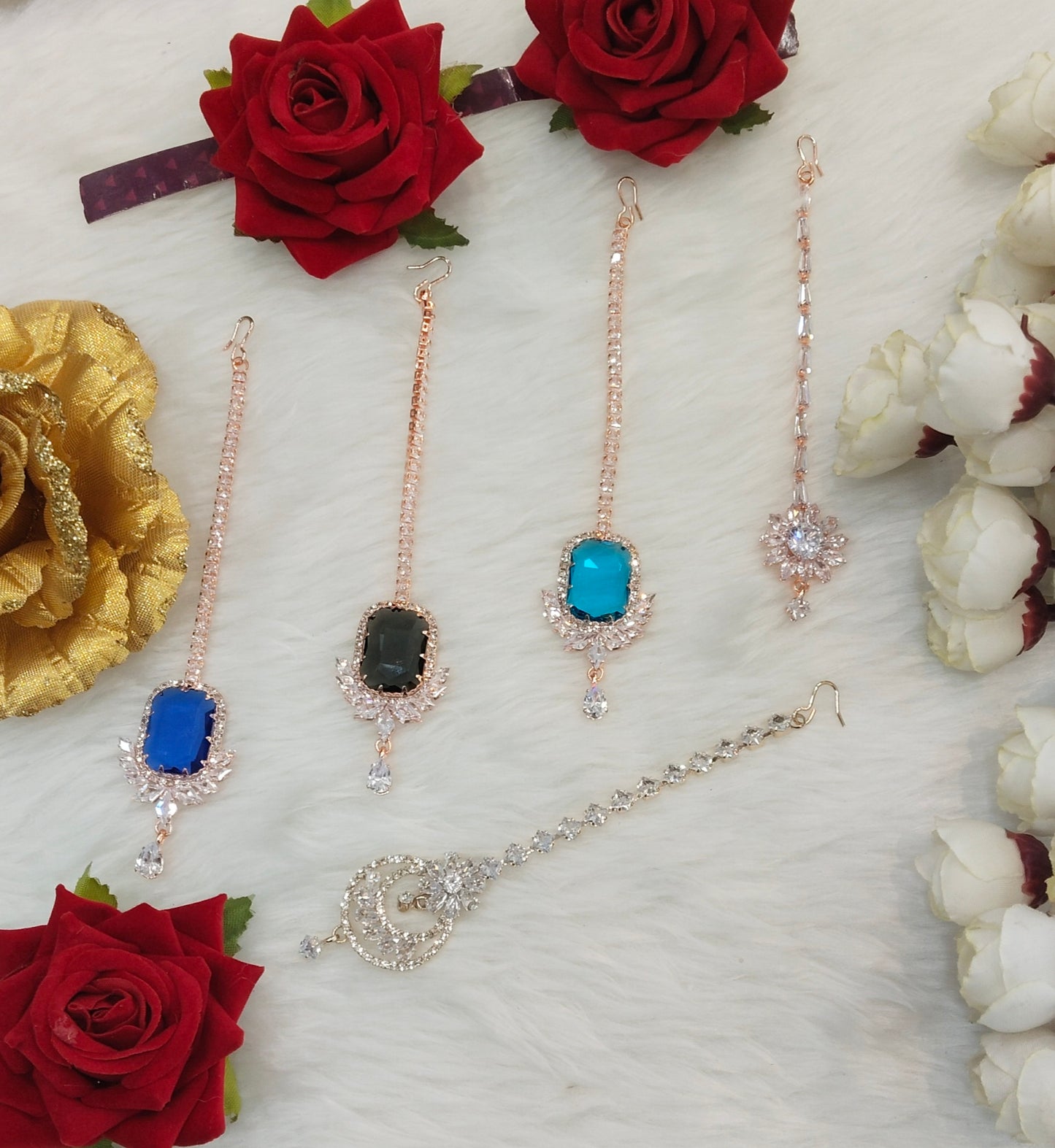 Crystal Tikka Jewellery Indian Headpiece Set