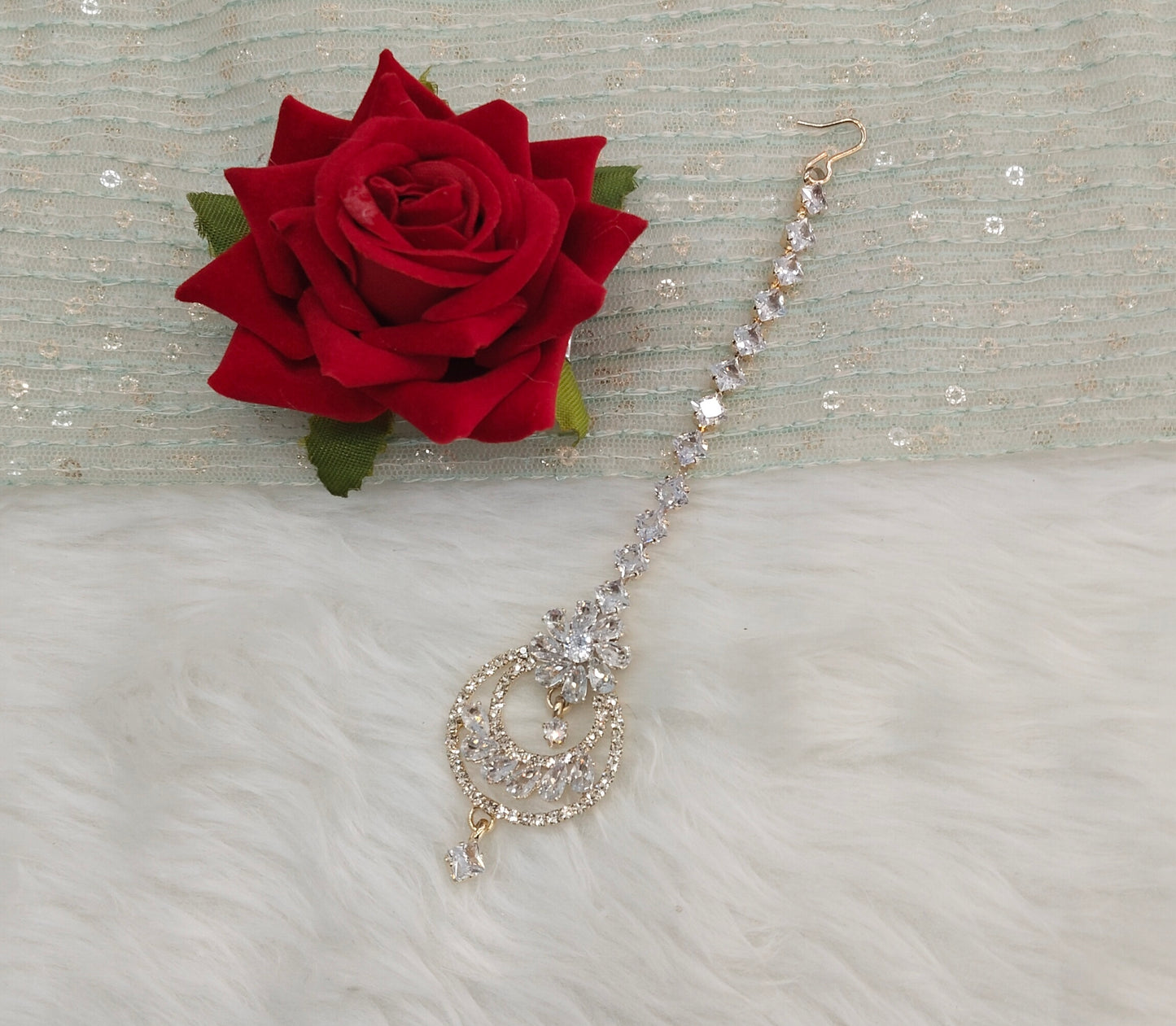 Crystal Tikka Jewellery Indian Headpiece Set