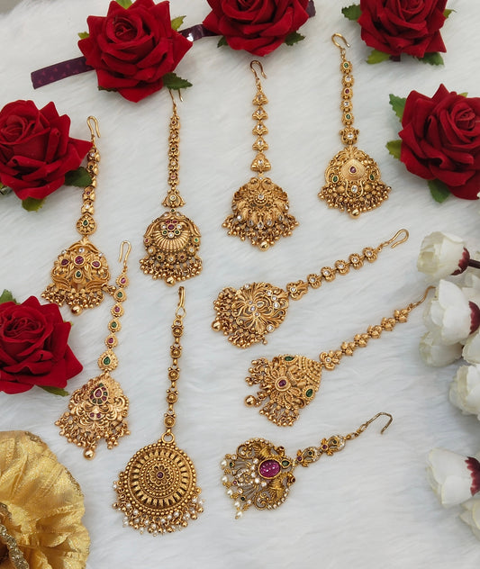 Gold polki Tikka Jewellery Indian Headpiece Jewellery