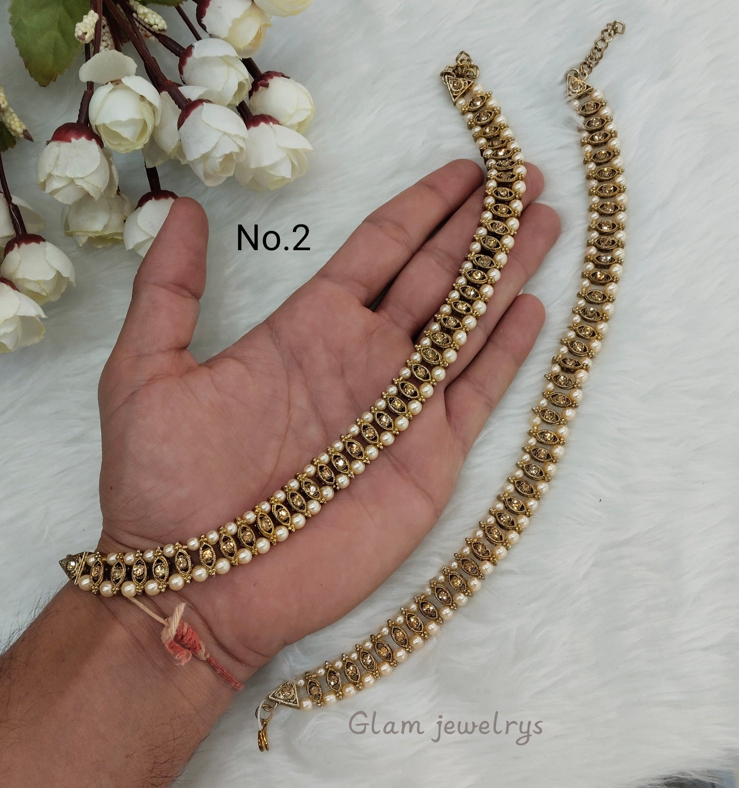 Antique Gold Anklets Jhanjar Payal Indian Jewellery Set