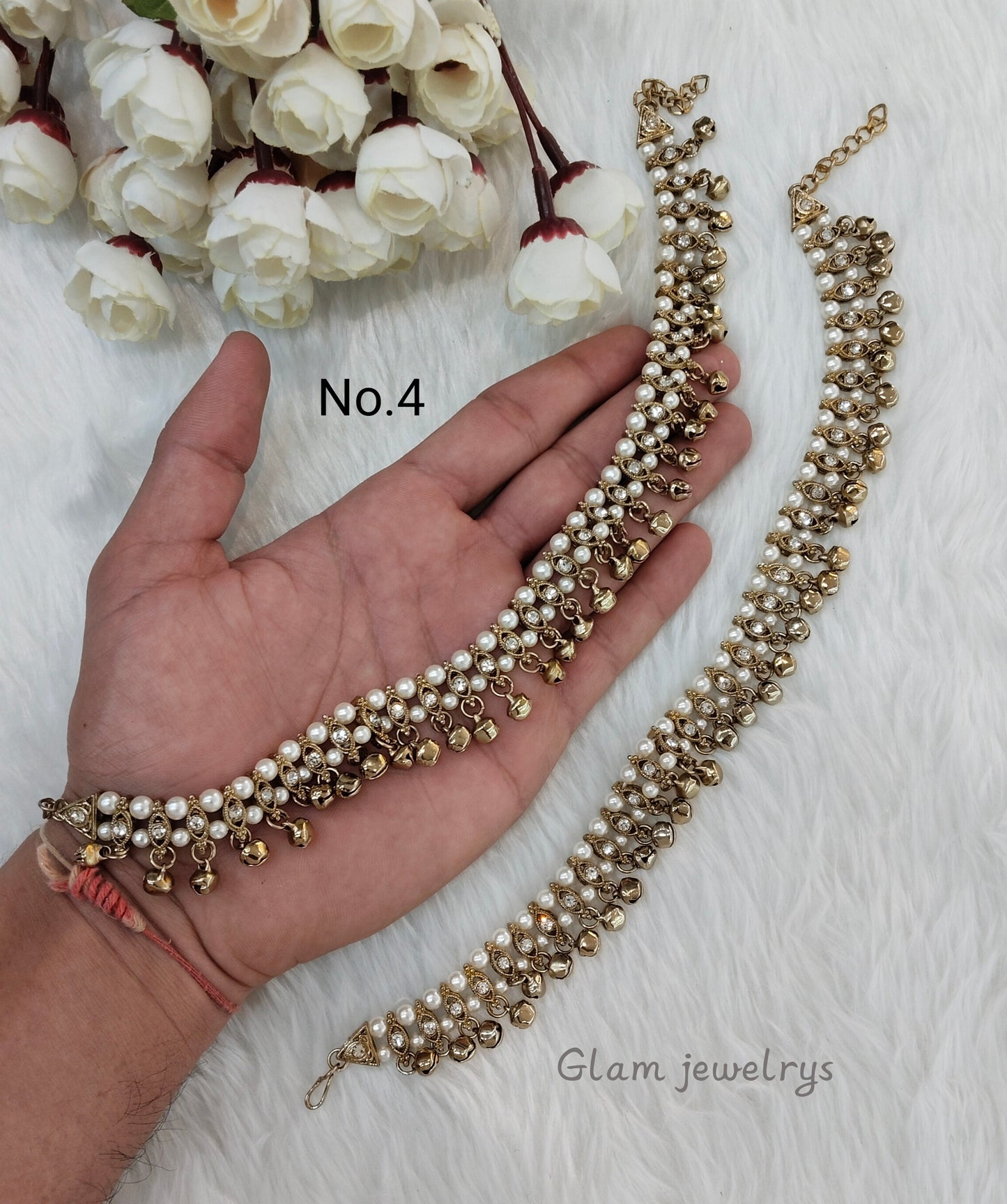 Antique Gold Anklets Jhanjar Payal Indian Jewellery Set