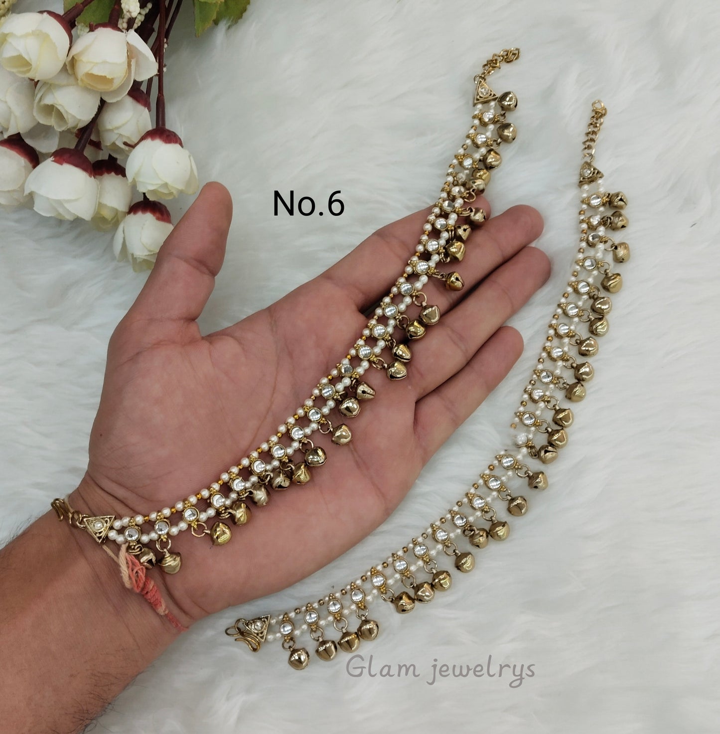 Antique Gold Anklets Jhanjar Payal Indian Jewellery Set