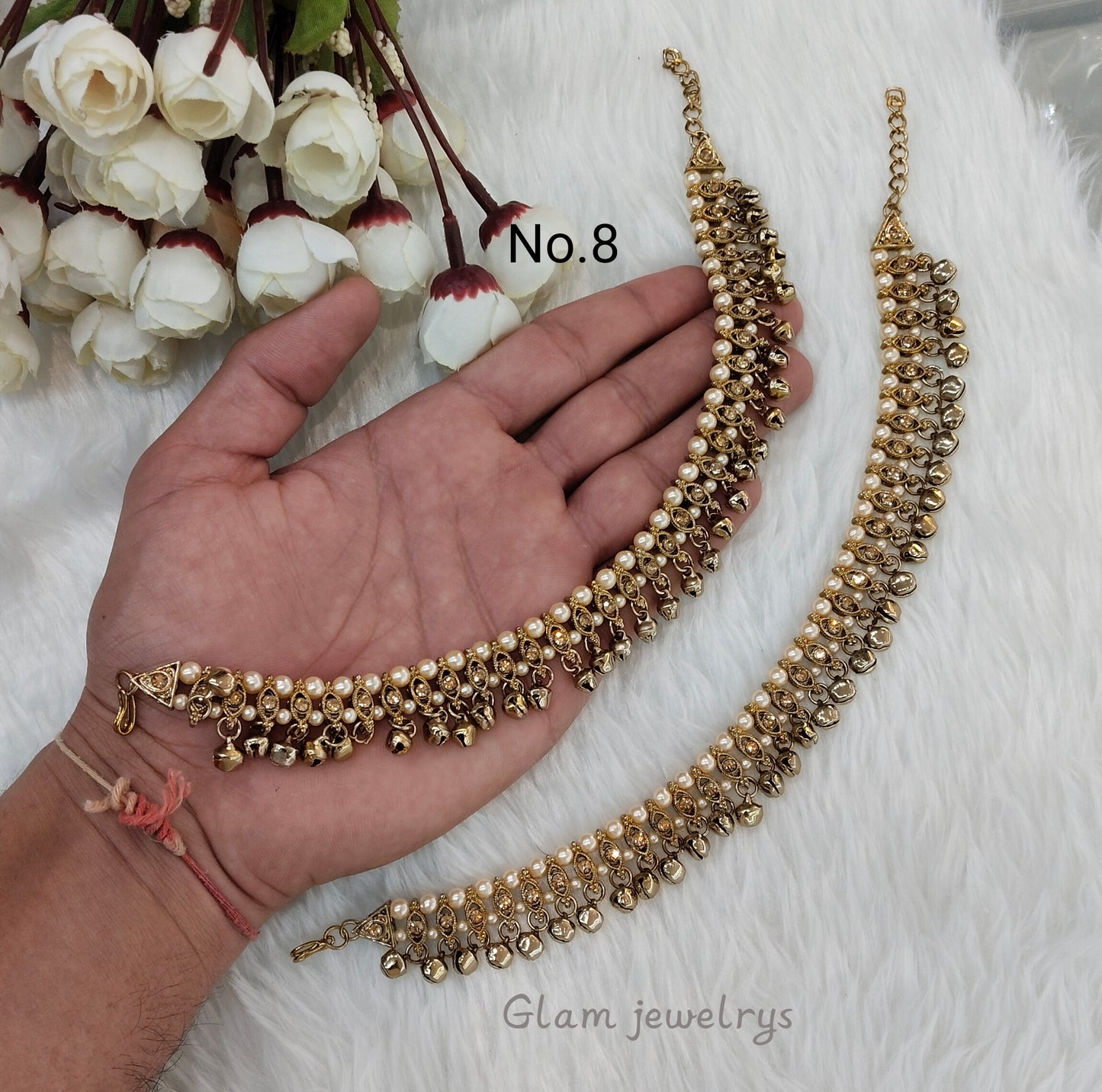 Antique Gold Anklets Jhanjar Payal Indian Jewellery Set