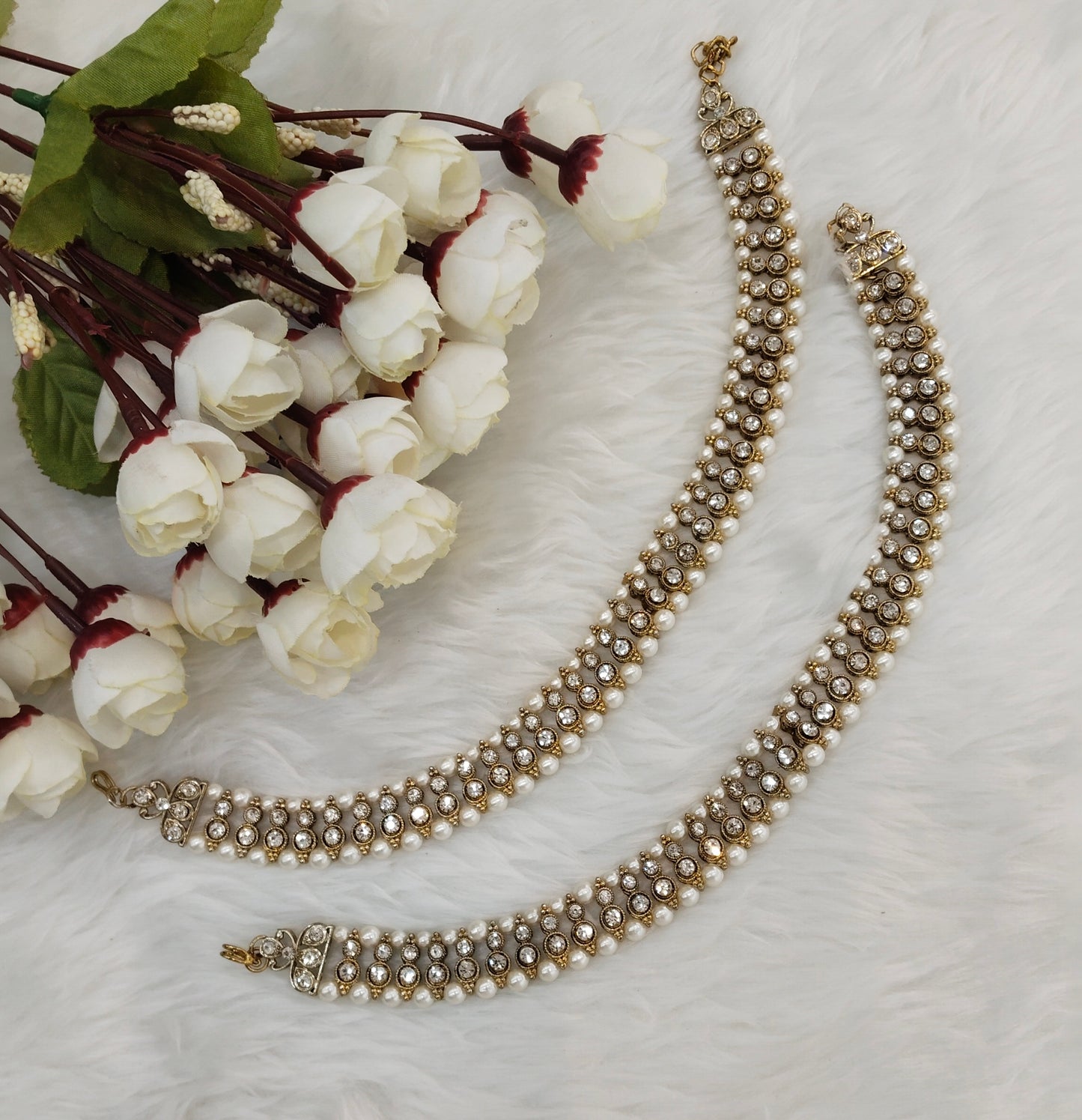 Antique Gold Anklets Jhanjar Payal Indian Jewellery Set