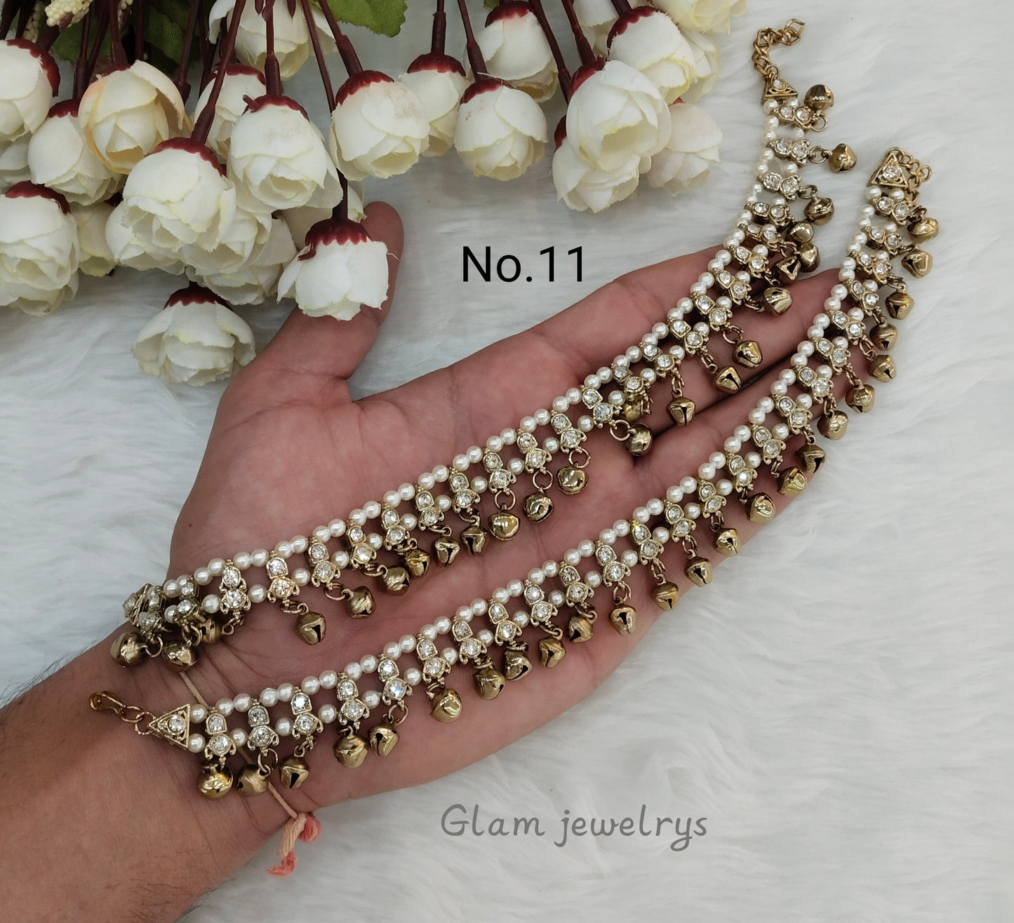 Antique Gold Anklets Jhanjar Payal Indian Jewellery Set