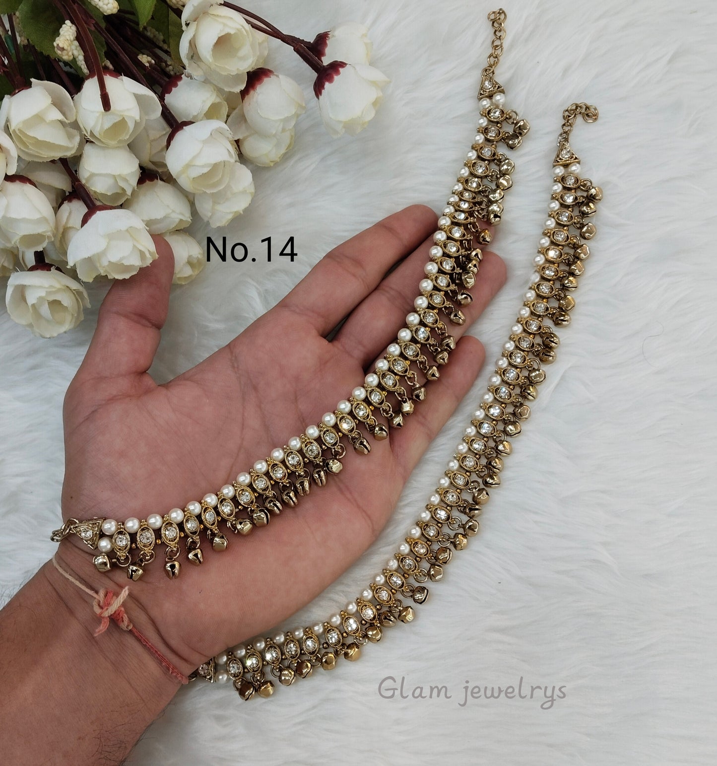 Antique Gold Anklets Jhanjar Payal Indian Jewellery Set