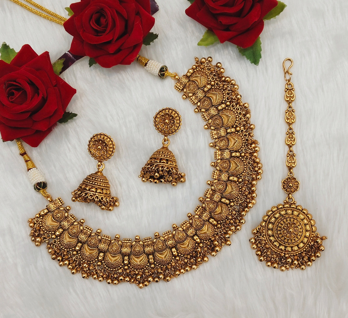 Gold Polki Necklace Indian Jewelry Selvi Set