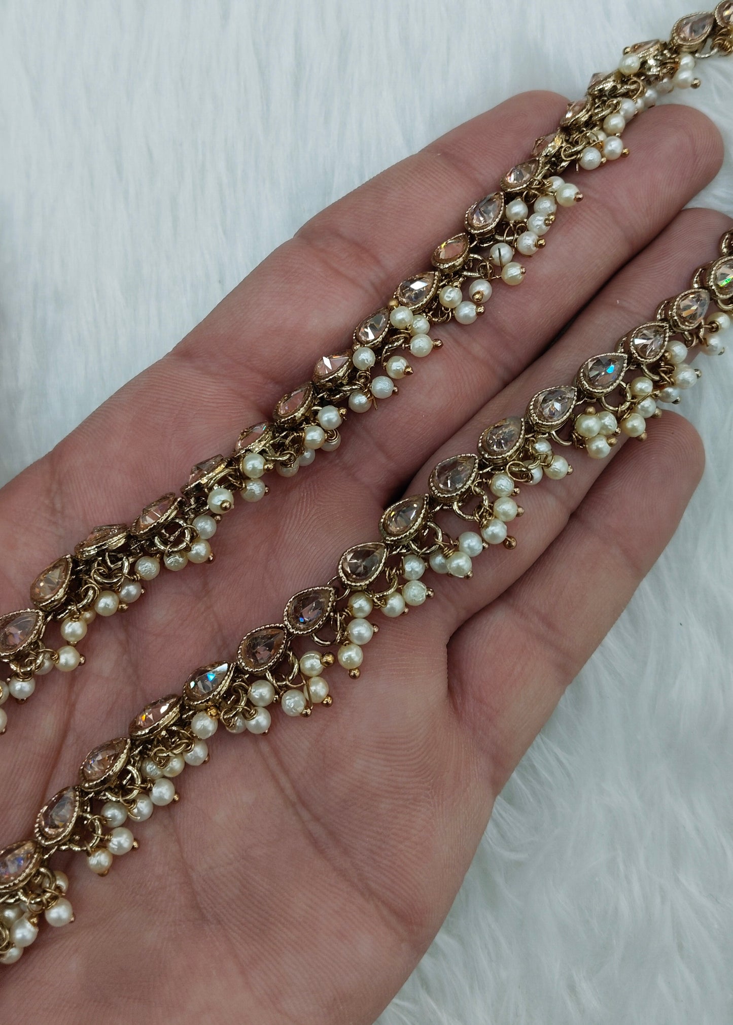 Antique Gold Anklets Jhanjar Payal Indian Jewellery Set