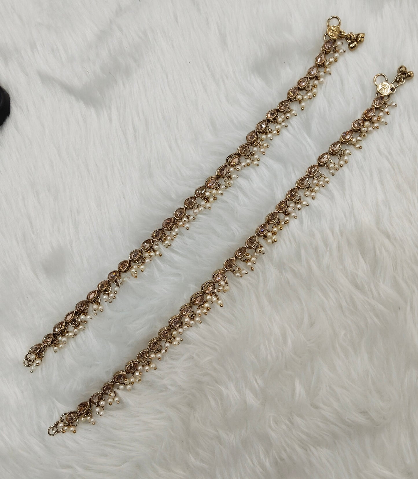 Antique Gold Anklets Jhanjar Payal Indian Jewellery Set
