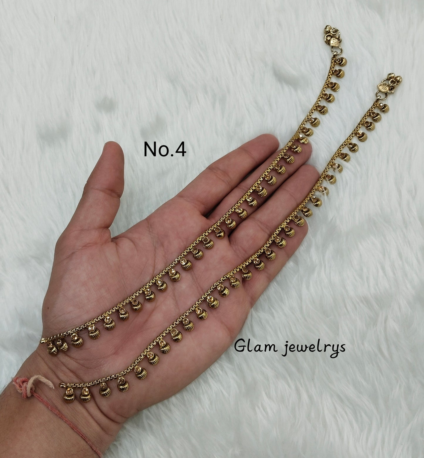Antique Gold Anklets Jhanjar Payal Indian Jewellery Set