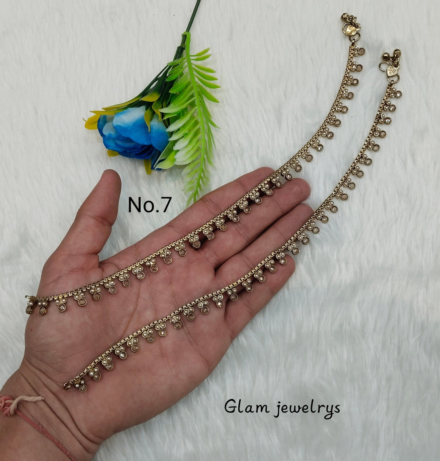 Antique Gold Anklets Jhanjar Payal Indian Jewellery Set