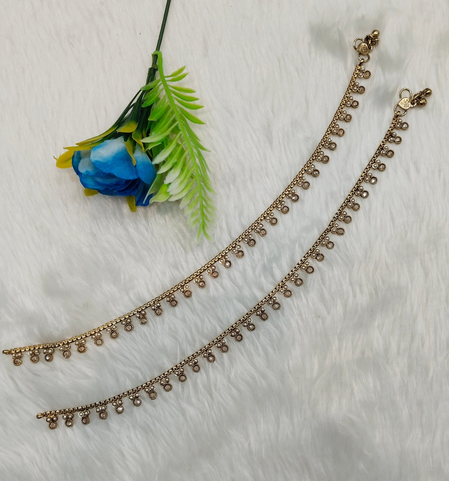 Antique Gold Anklets Jhanjar Payal Indian Jewellery Set