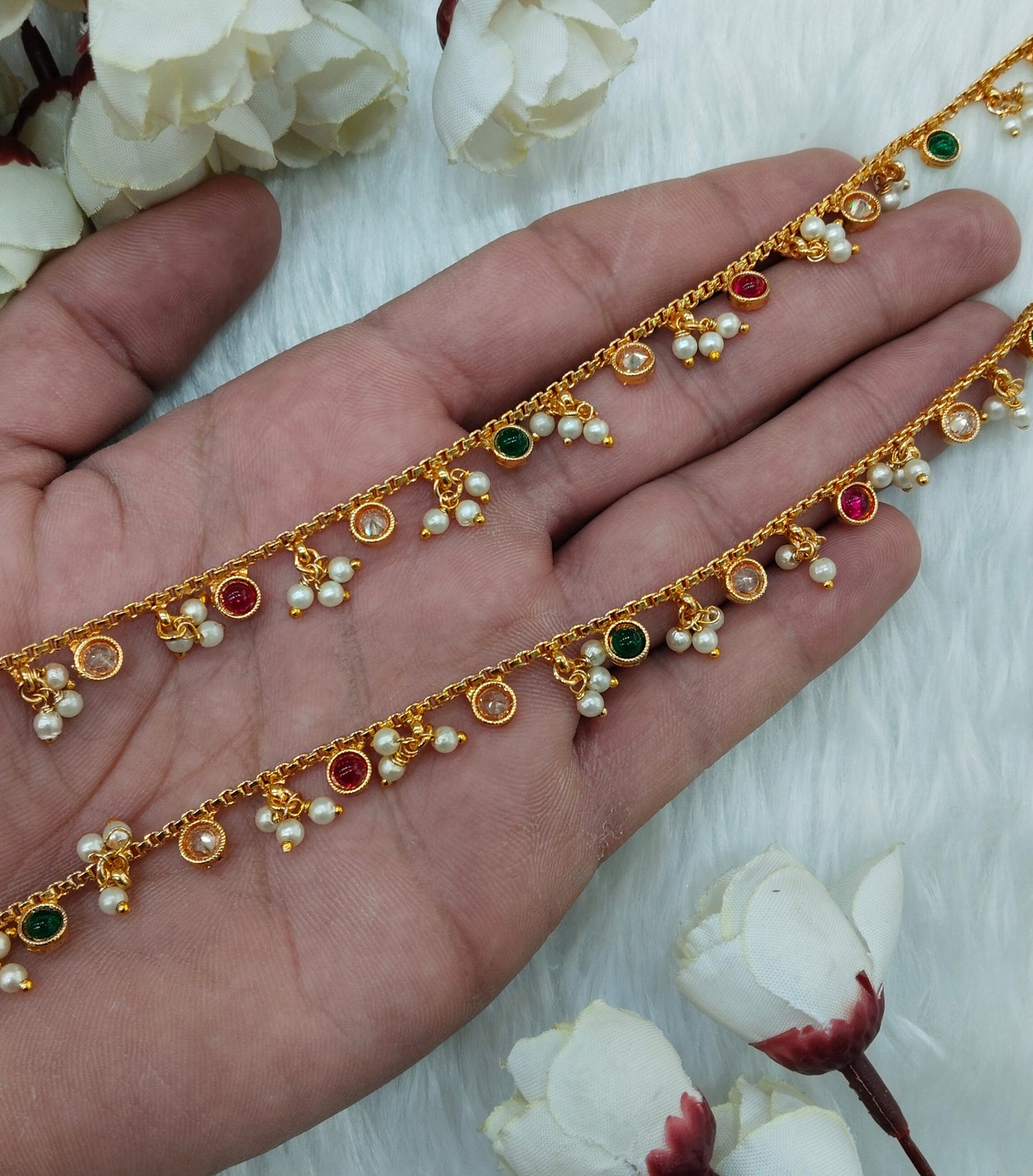 Gold Anklets Jhanjar Payal Indian Jewellery Set