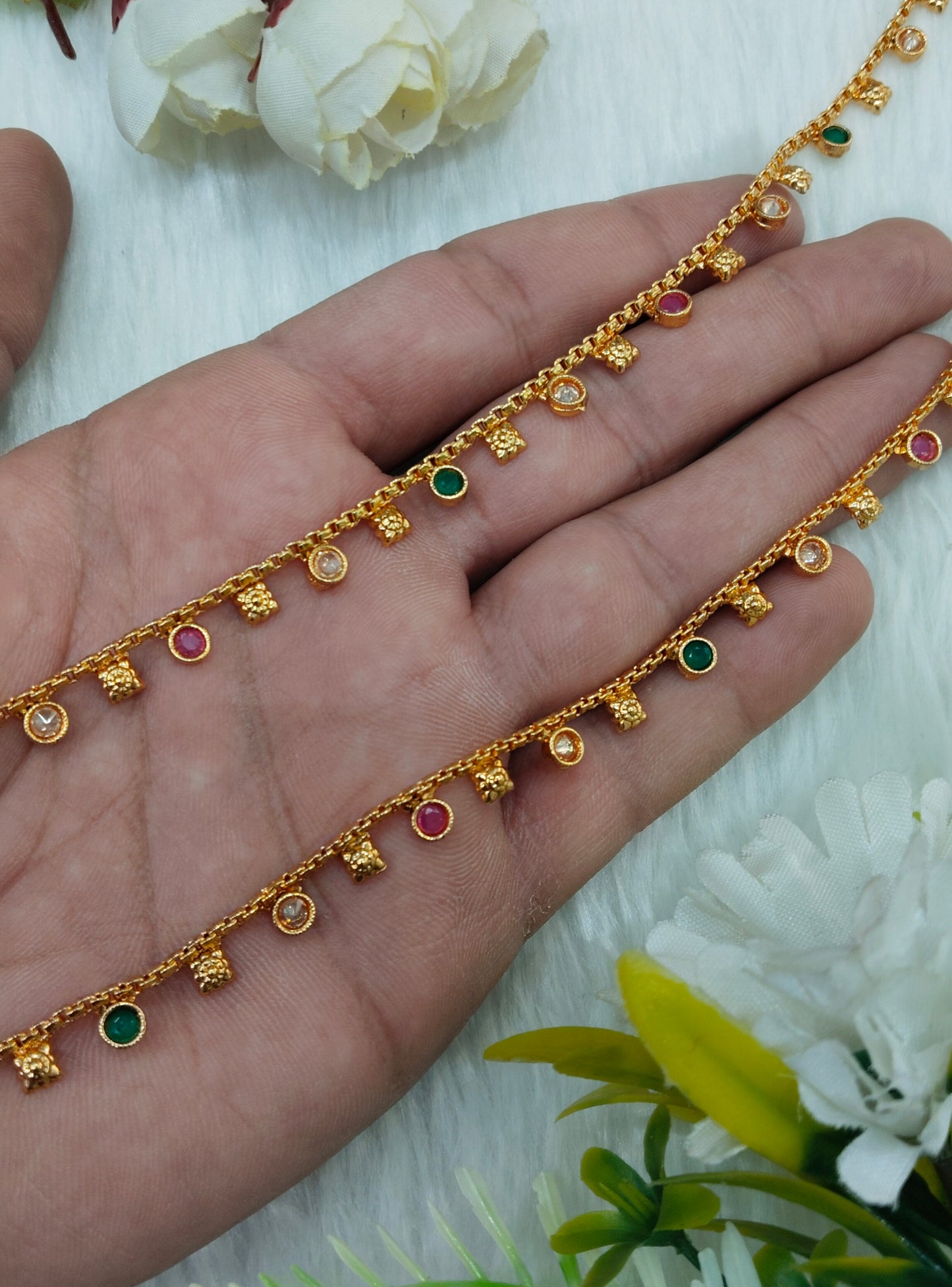 Gold Anklets Jhanjar Payal Indian Jewellery Set