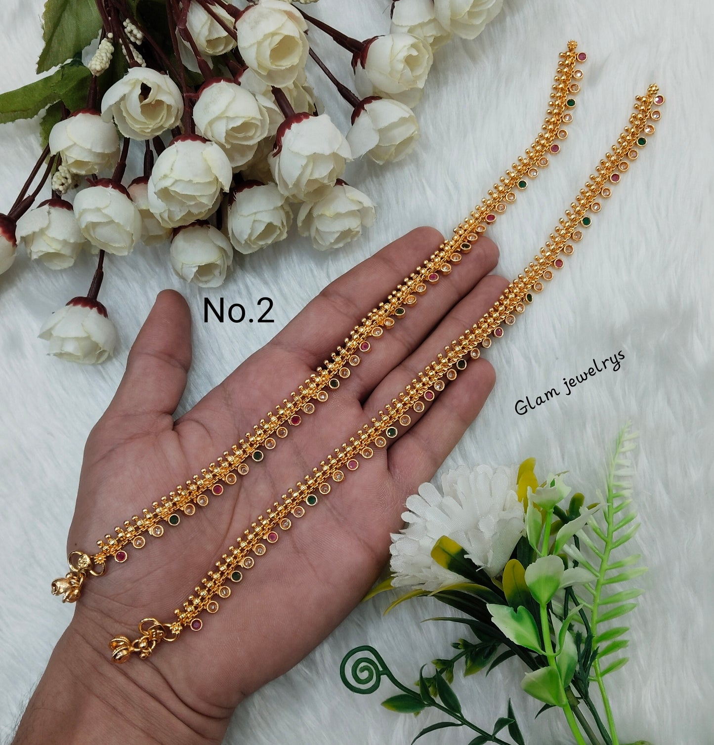Gold Anklets Jhanjar Payal Indian Jewellery Set