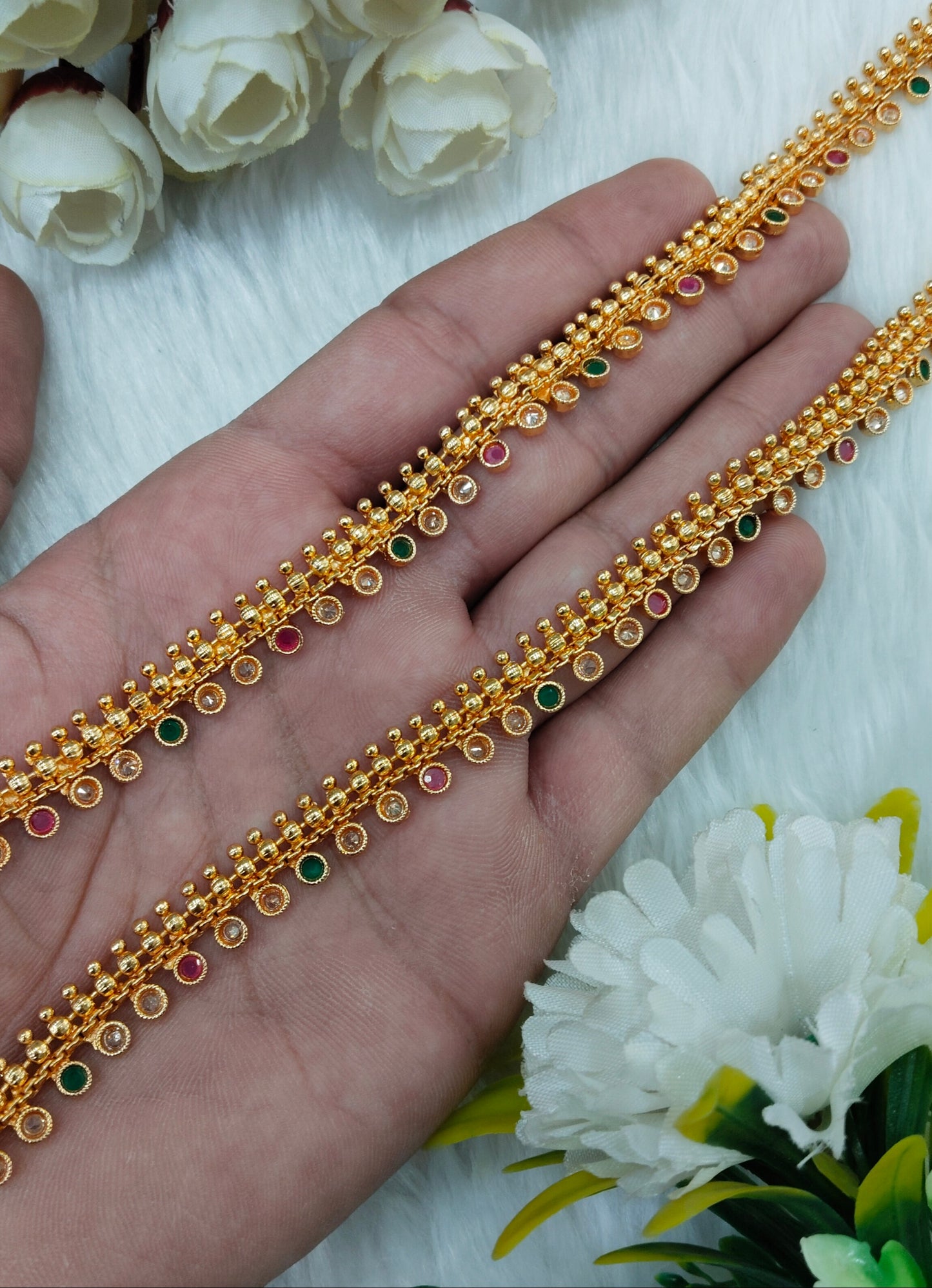 Gold Anklets Jhanjar Payal Indian Jewellery Set