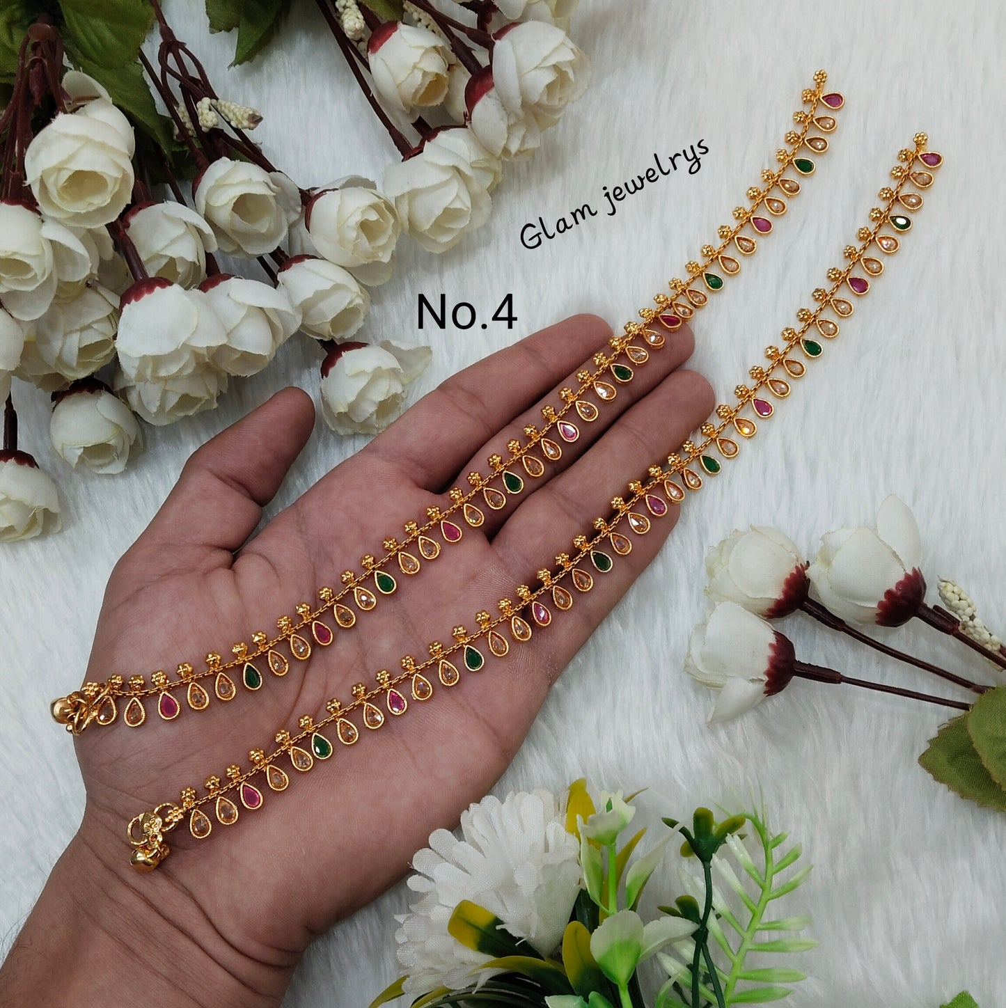 Gold Anklets Jhanjar Payal Indian Jewellery Set
