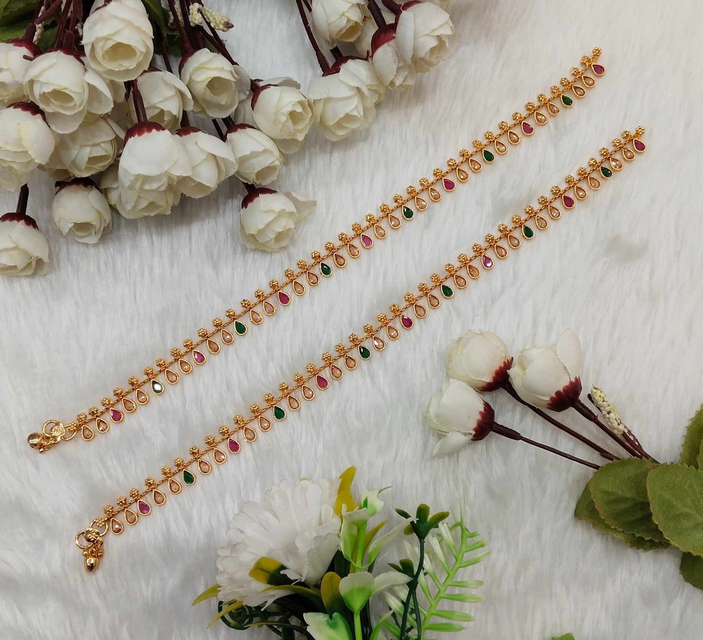 Gold Anklets Jhanjar Payal Indian Jewellery Set