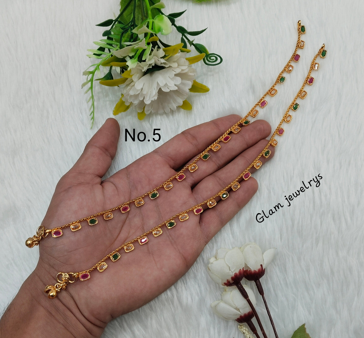 Gold Anklets Jhanjar Payal Indian Jewellery Set