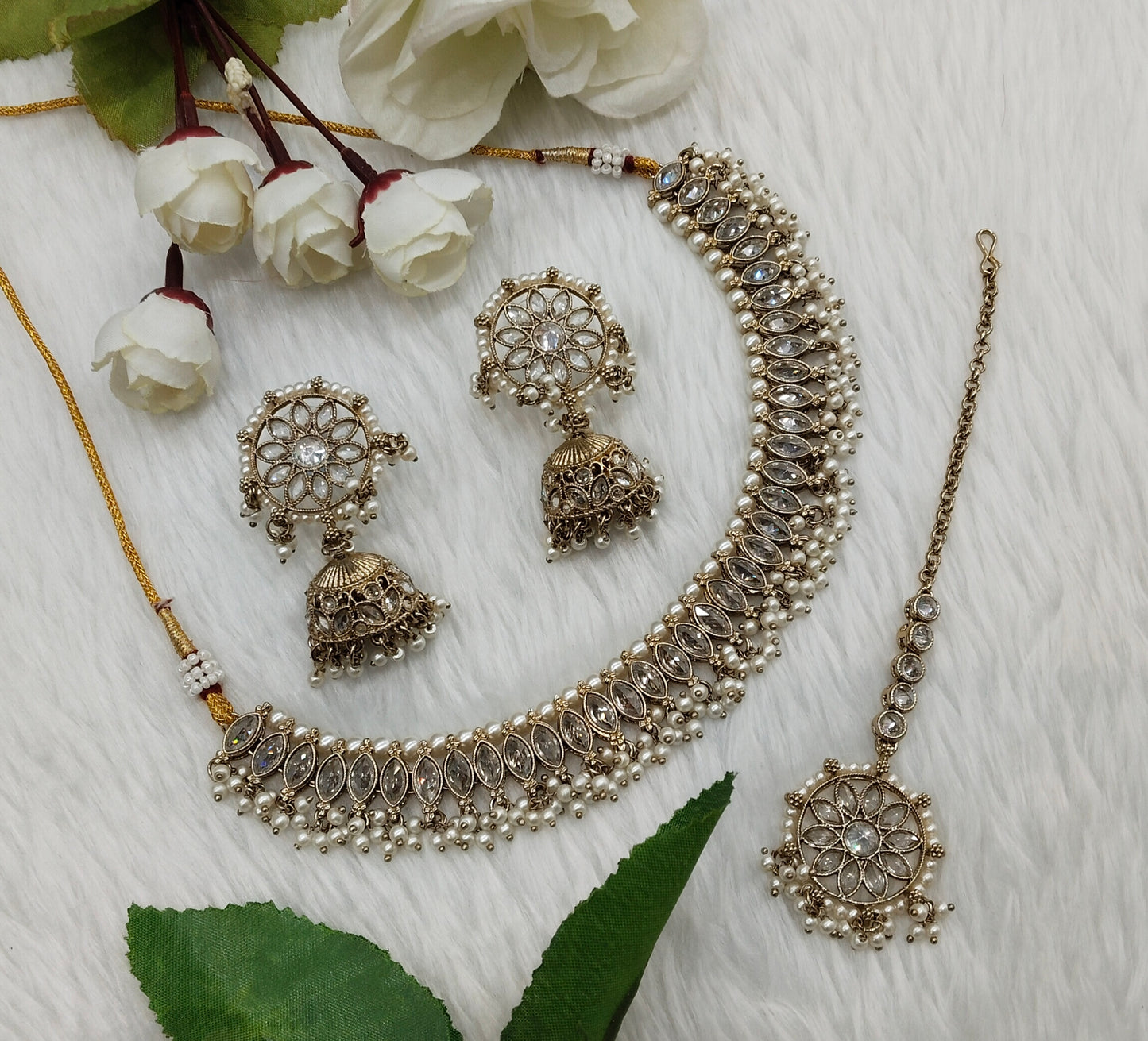 Antique Gold Necklace Indian Jewellery Race Set