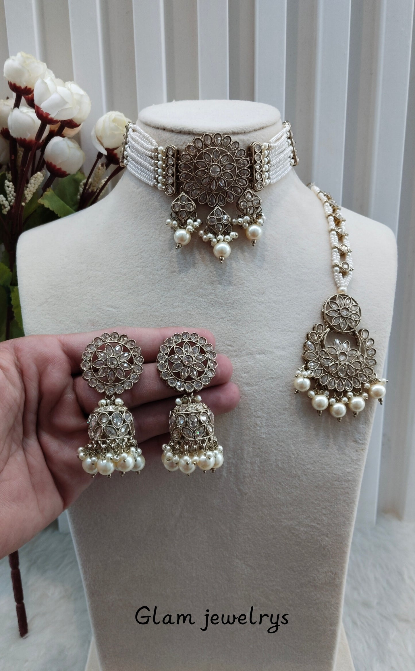 Antique Gold Choker Indian Jewellery Alan Set
