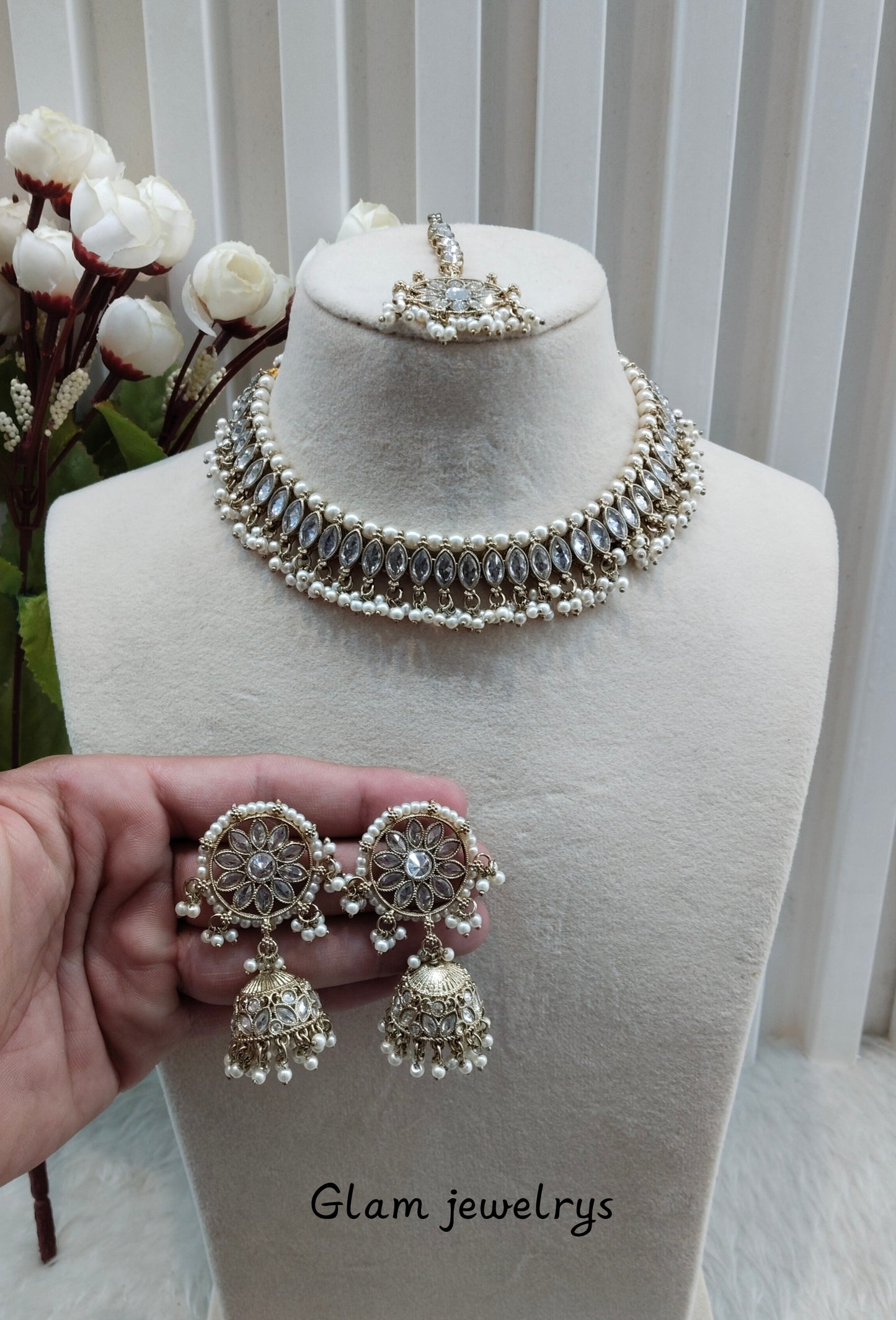 Antique Gold Necklace Indian Jewellery Race Set