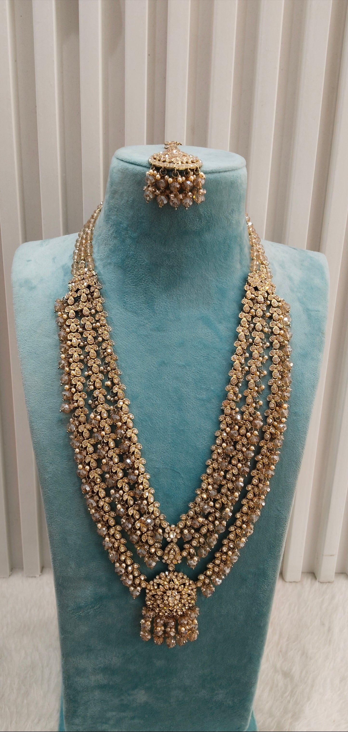 Antique Gold Long Rani Haar Necklace Indian Jewellery Shallu Set