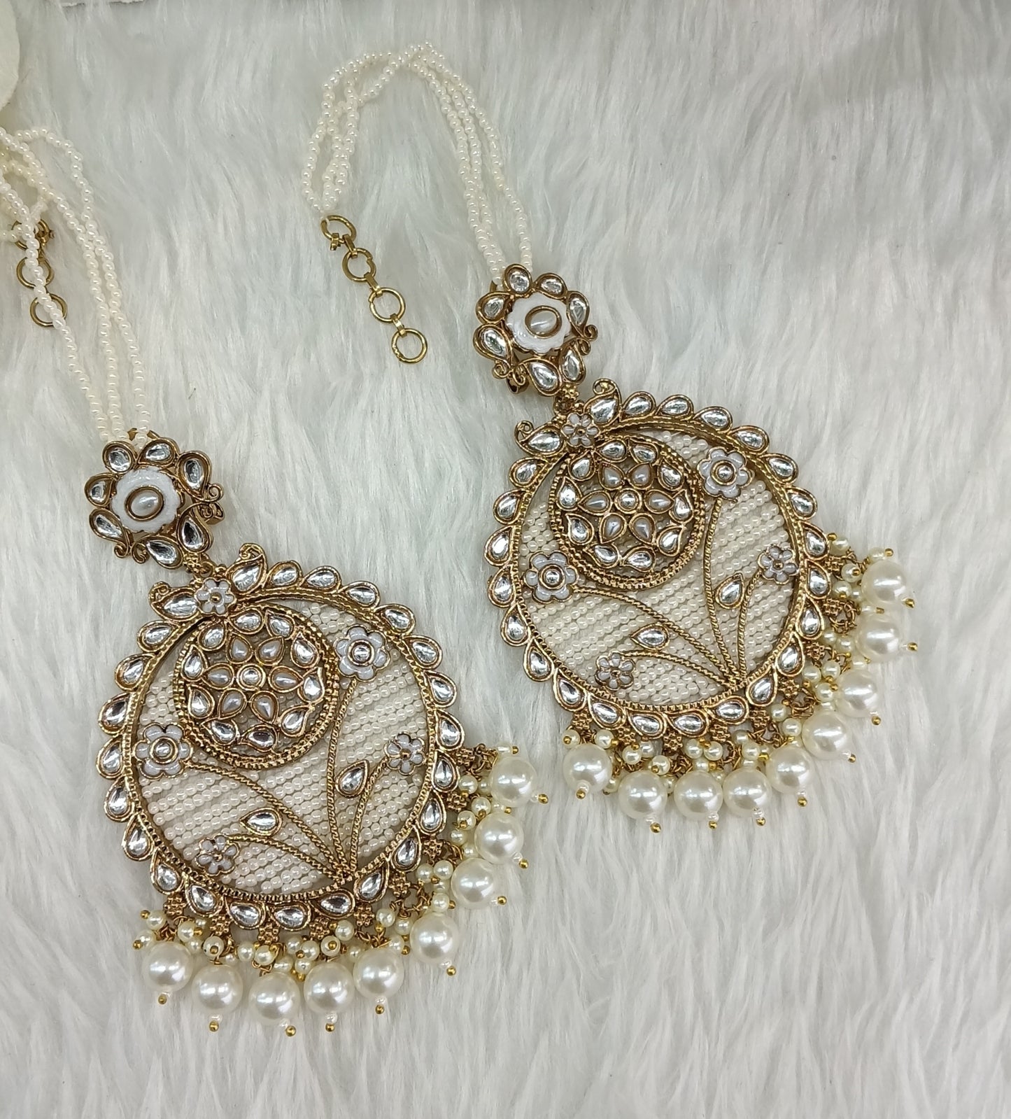 White Kundan Indian Bollywood Pargat Earrings