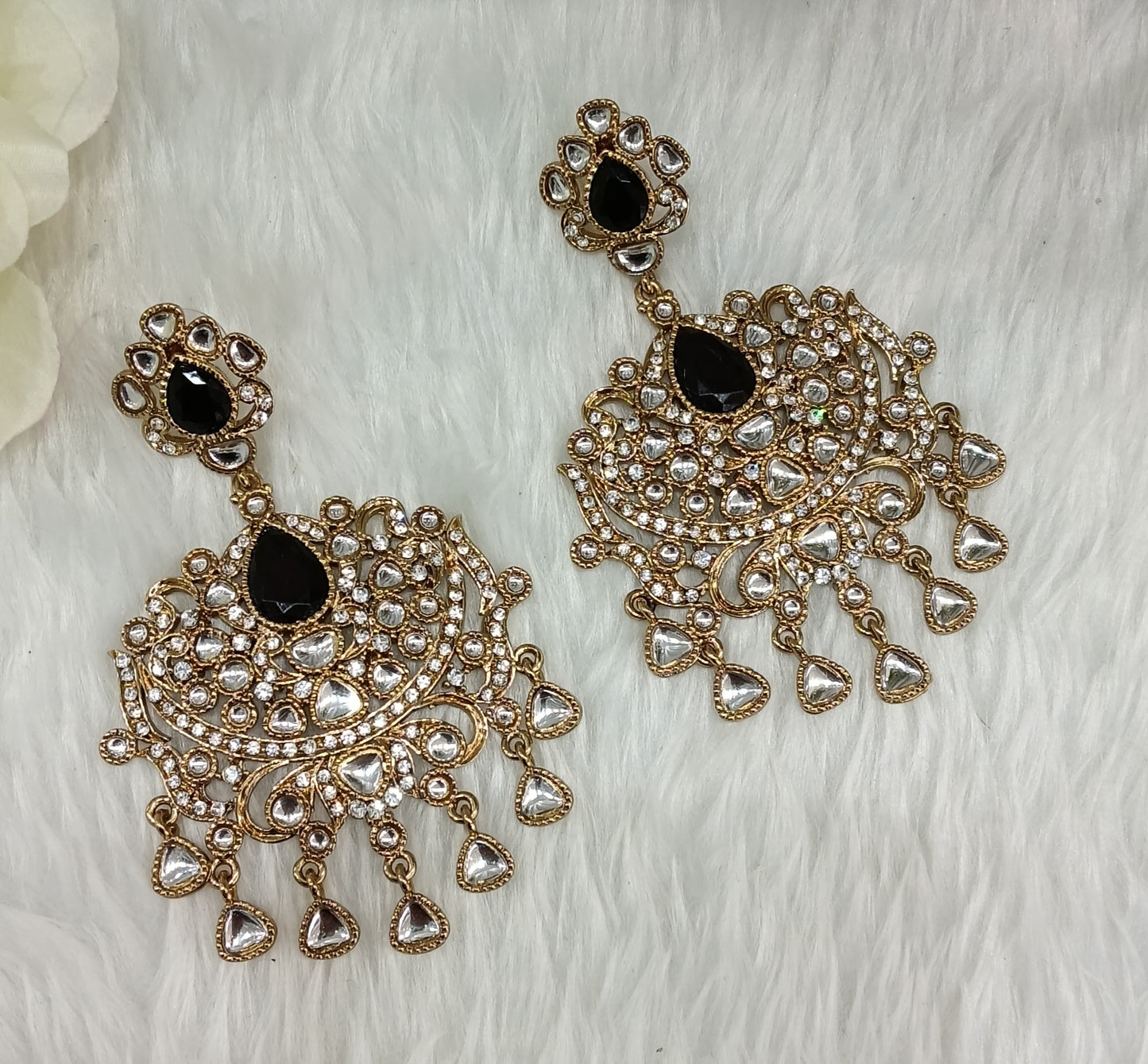 Black Antique Gold Indian Bollywood Yadav Earrings