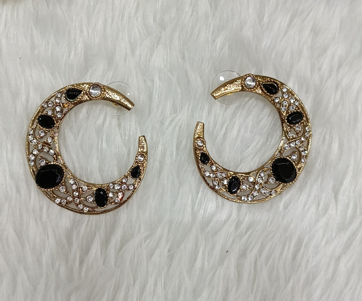 Black Kundan Chandbali Indian Bollywood Sukh Earrings