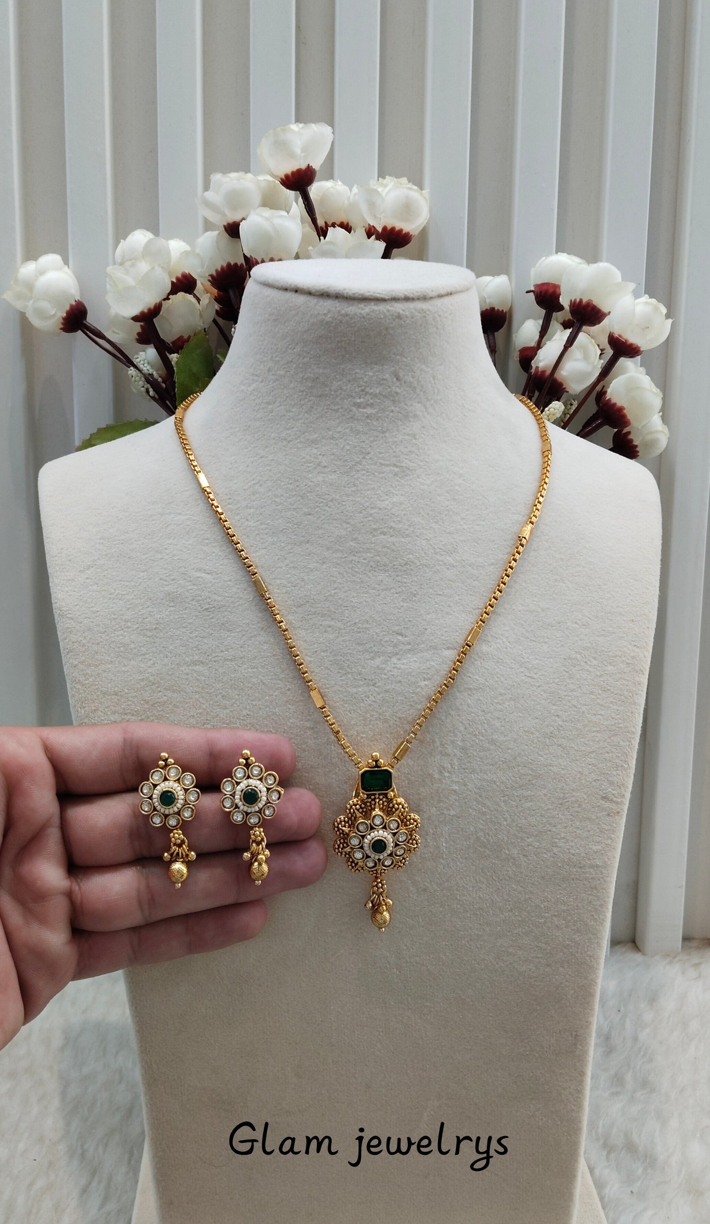 Green Gold Polki Necklace Indian Jewellery Azam Set
