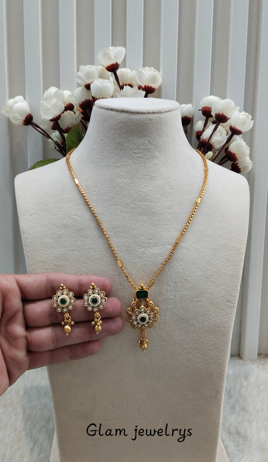 Green Gold Polki Necklace Indian Jewellery Azam Set