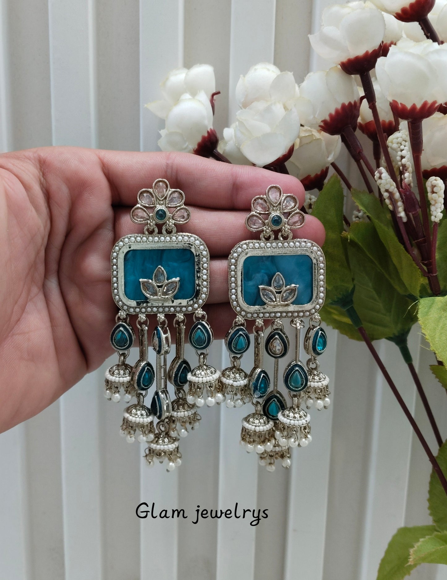 Rama Green Antique Gold Bollywood Ravi Indian Earrings