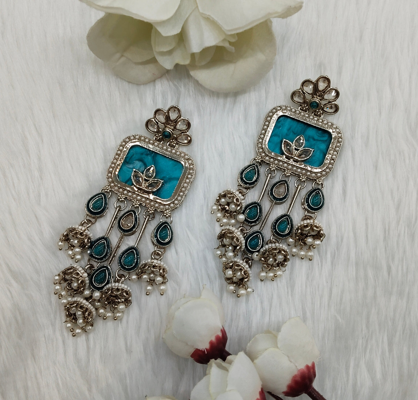 Rama Green Antique Gold Bollywood Ravi Indian Earrings