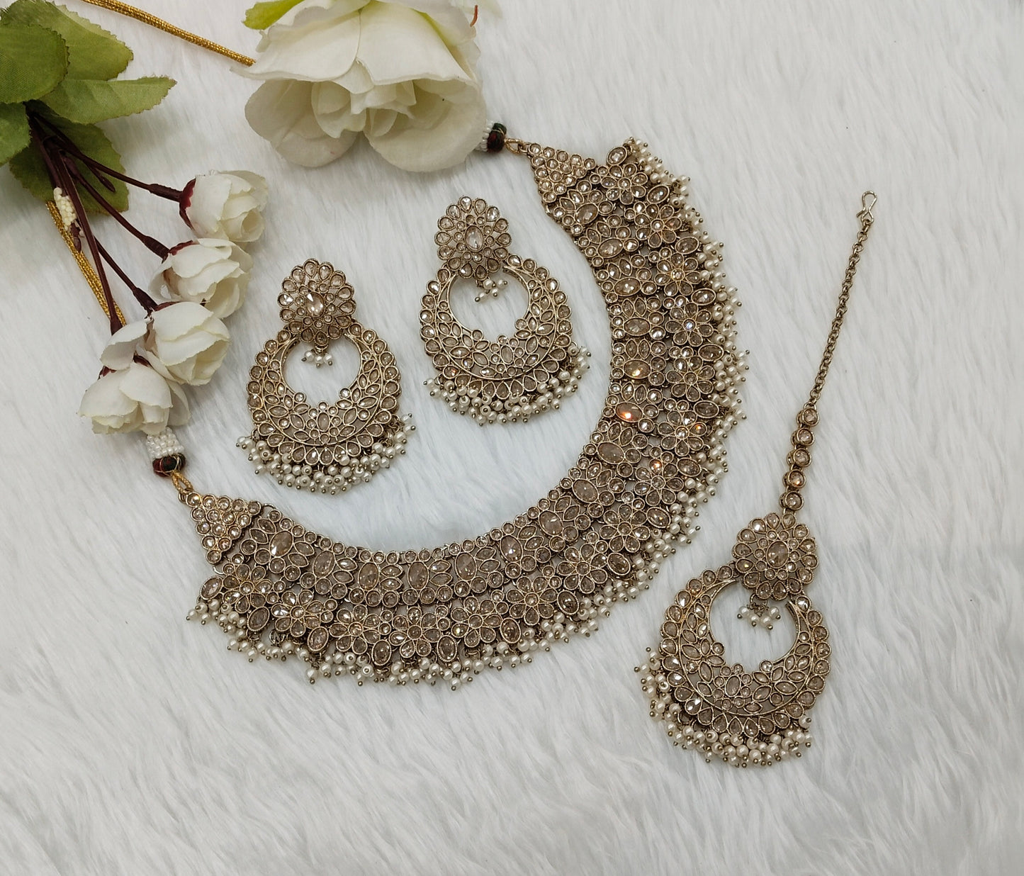Antique Gold Necklace Indian Jewellery Gopi Set