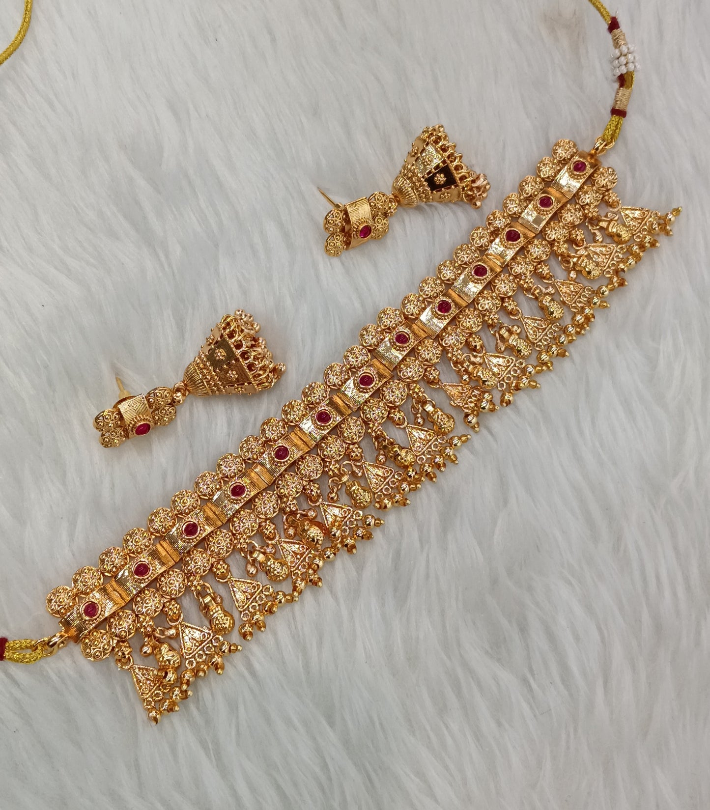 Ruby Polki Jhumki Choker Indian Jewellery Agam Set