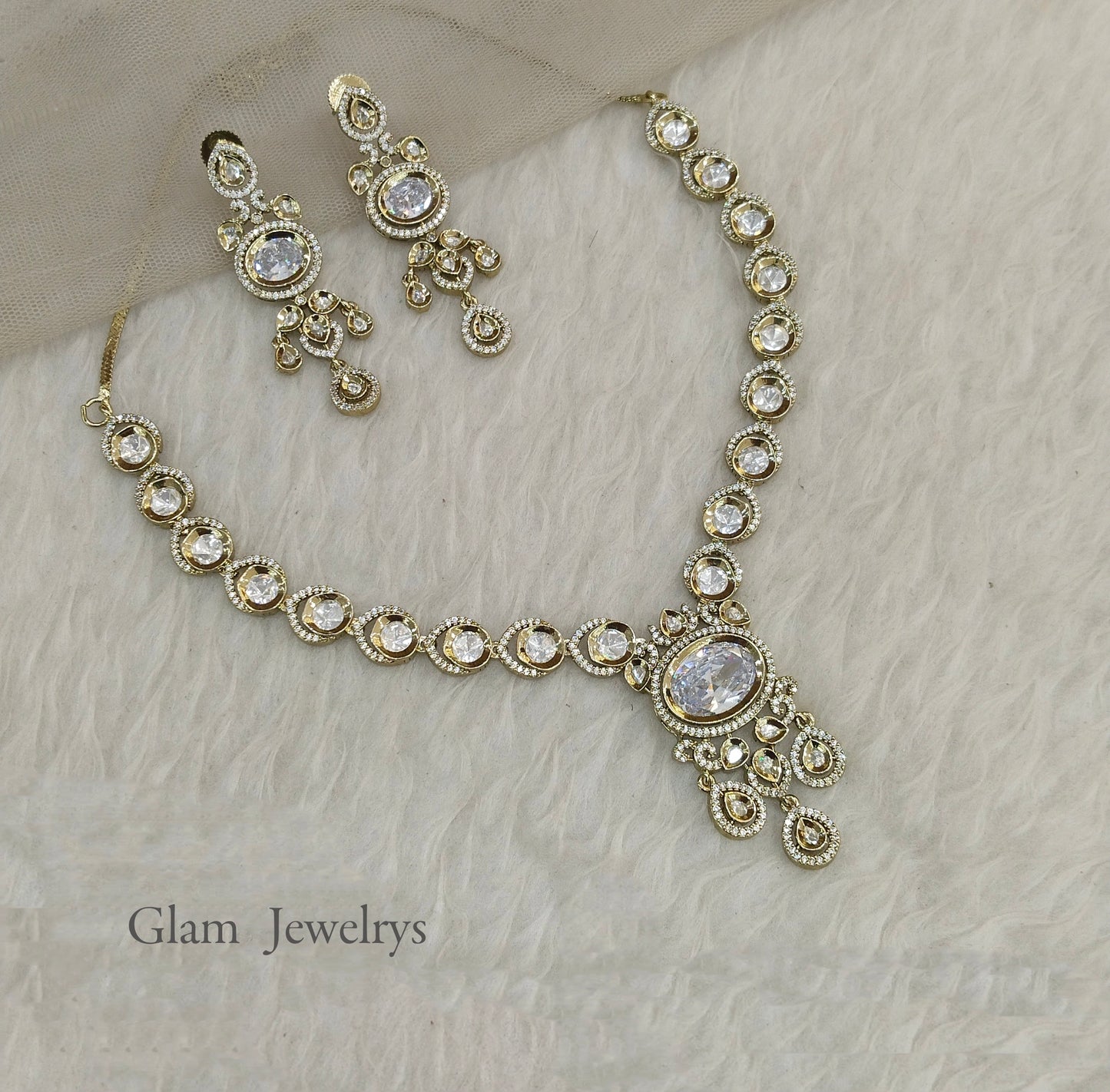 Antique Gold Necklace Indian Jewellery Gandhi Set