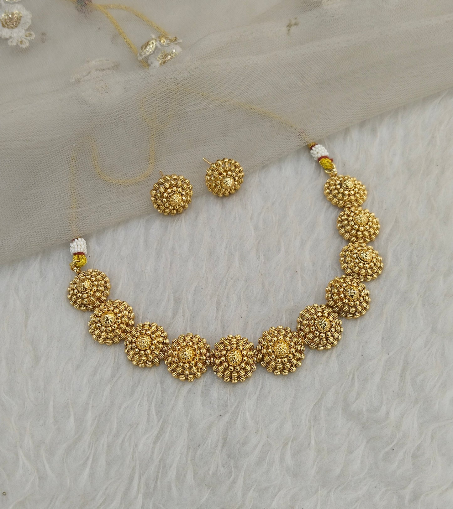 Gold Polki Necklace Indian Jewellery Gandhi Set