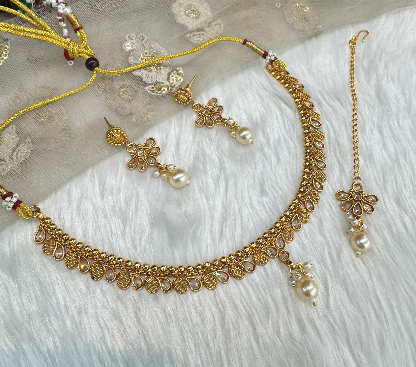 Gold Polki Necklace Indian Jewellery Pawan Set