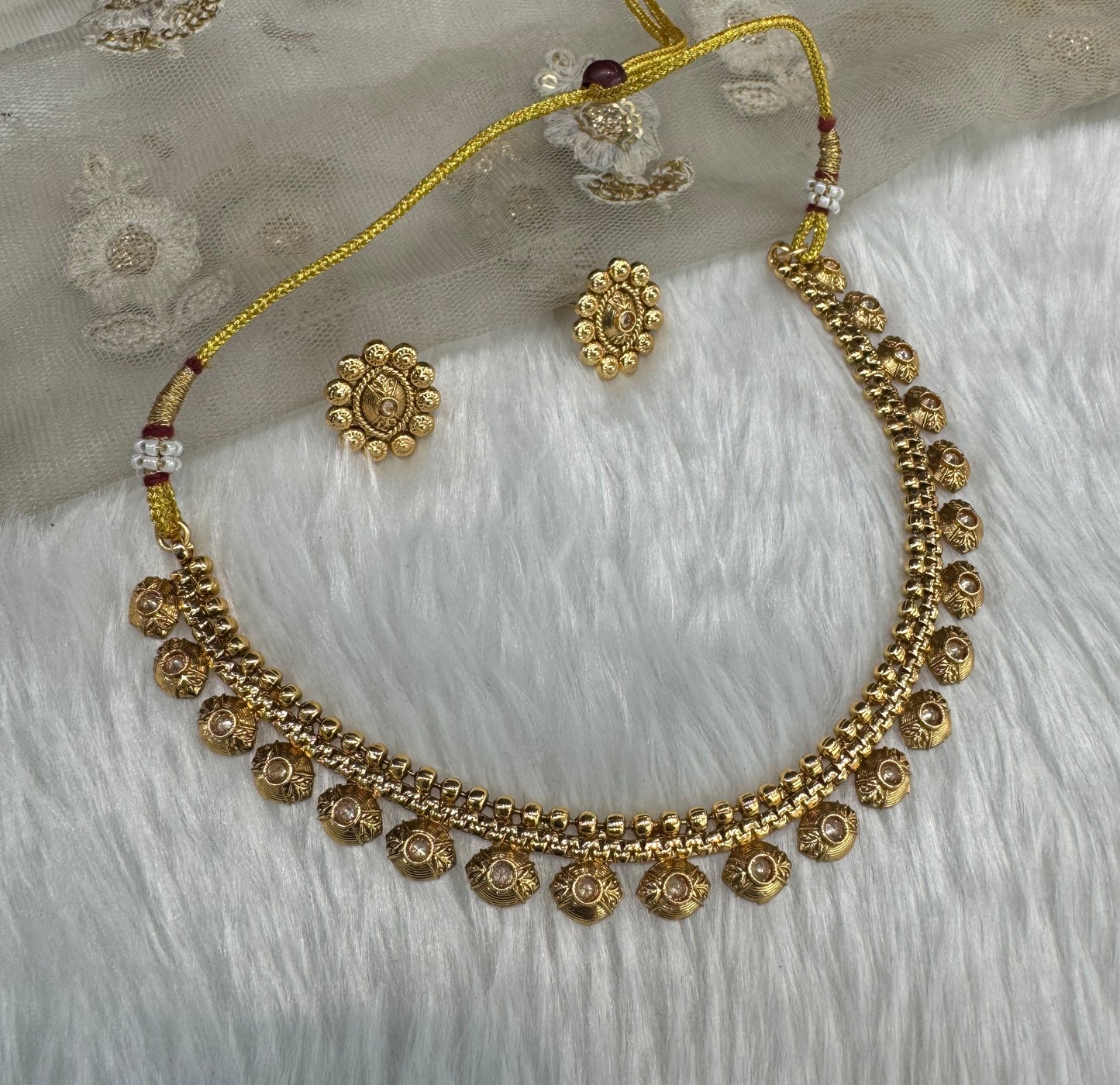 Gold Polki Necklace Indian Jewellery Pawan Set