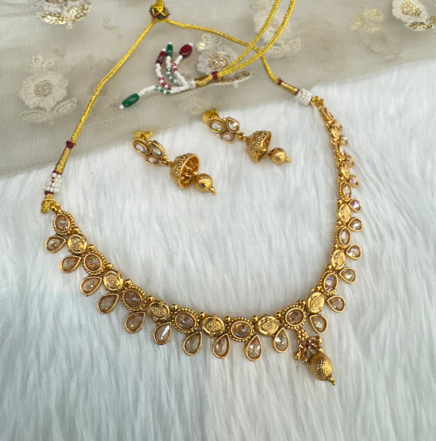 Gold Polki Necklace Indian Jewellery Pawan Set