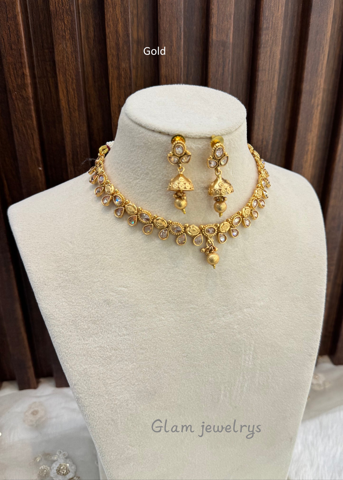 Gold Polki Necklace Indian Jewellery Pawan Set