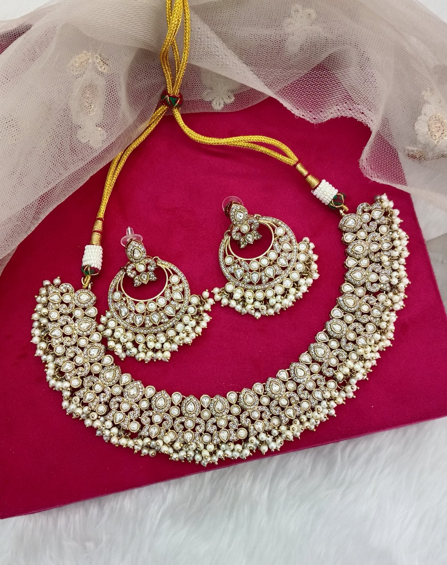 Antique Gold Kundan Necklace indian Jewellery Jot Set