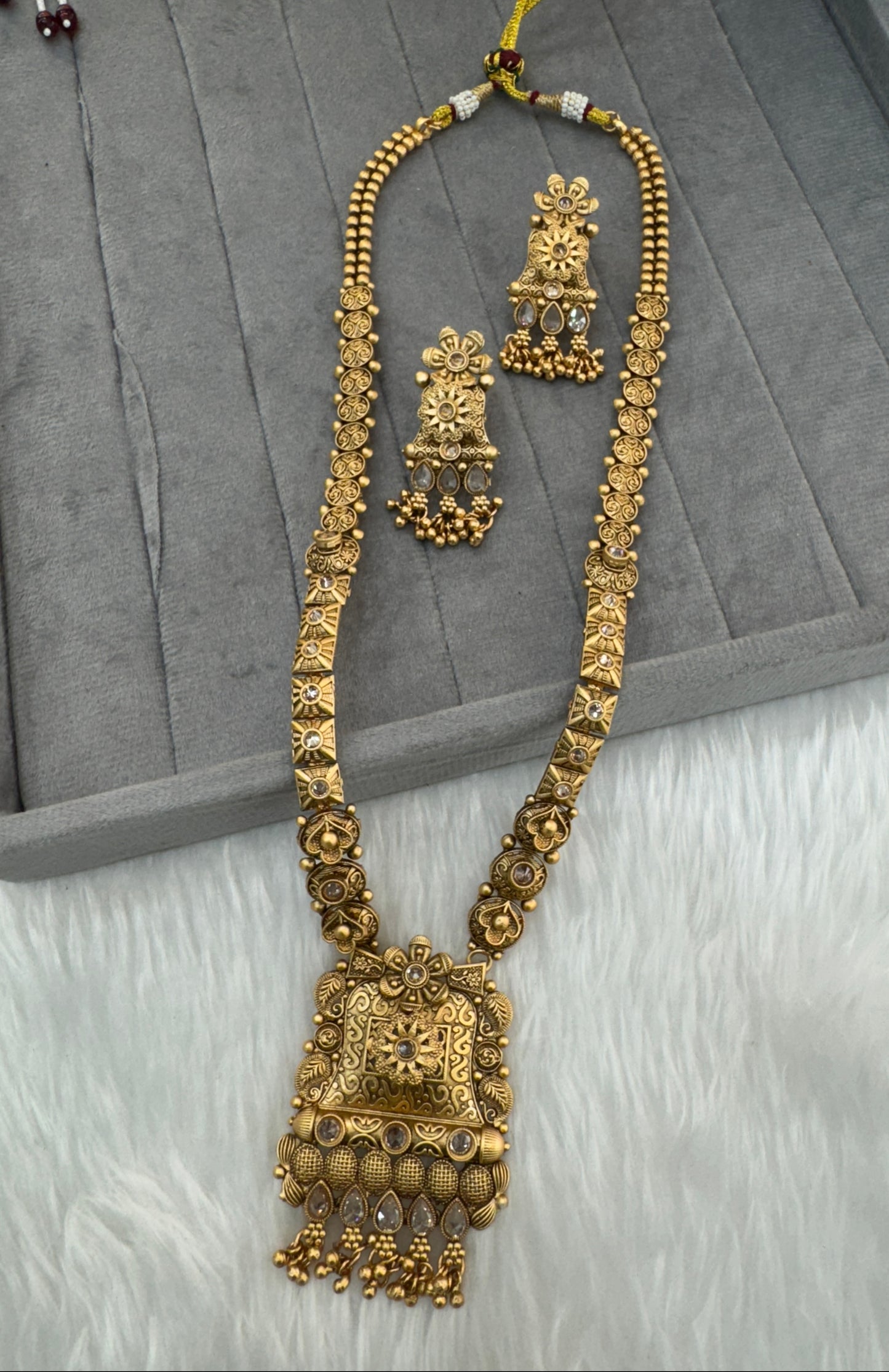 Gold Polki Long Rani Haar Necklace Indian Jewellery Set