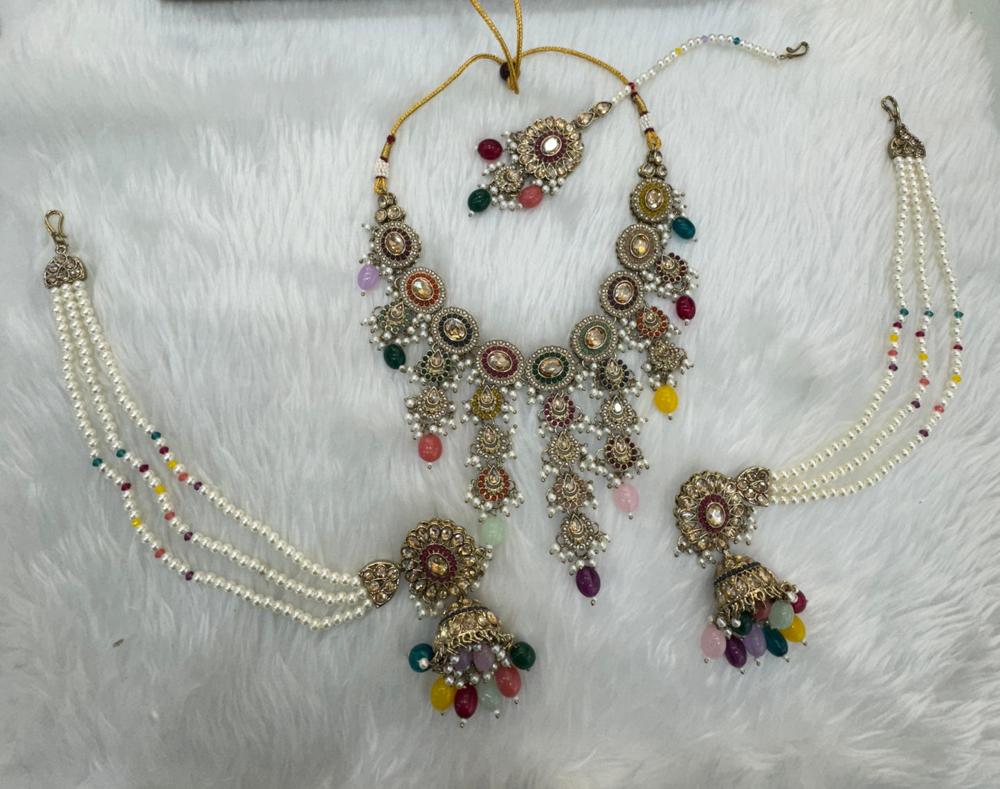 MultiColour Necklace Indian Jewellery Jaagran Set