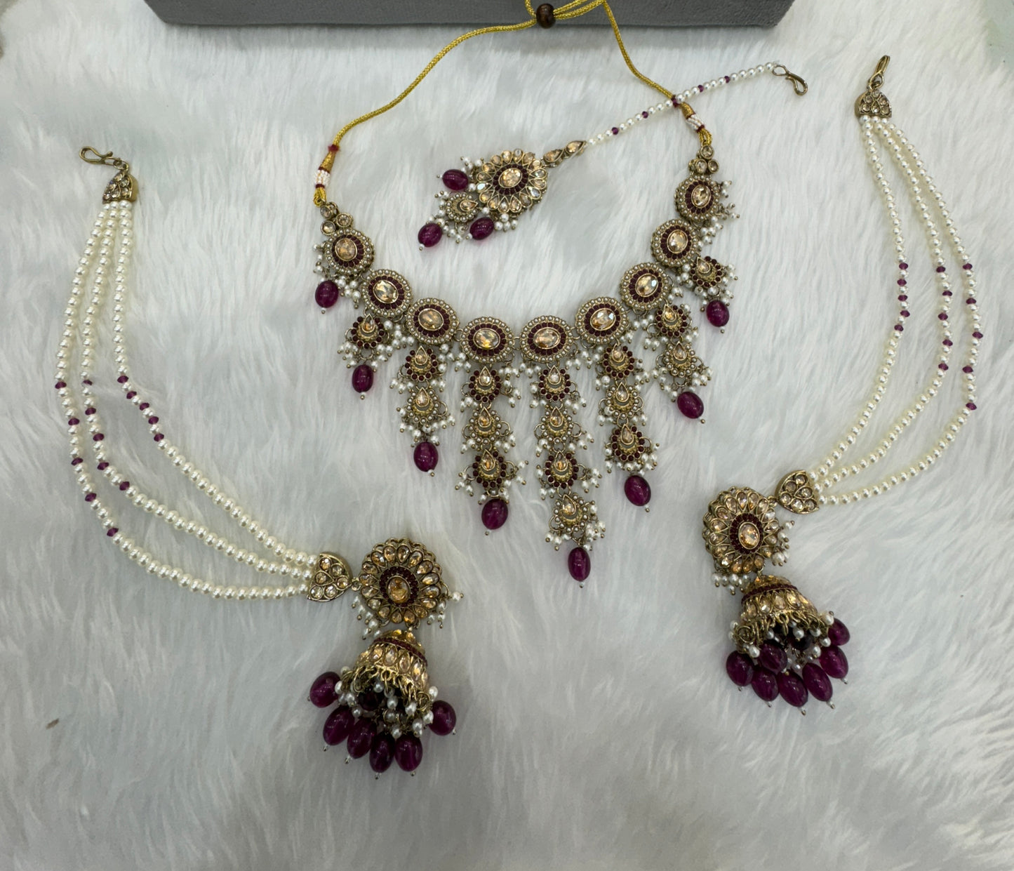 Purple Necklace Indian Jewellery Jaagran Set